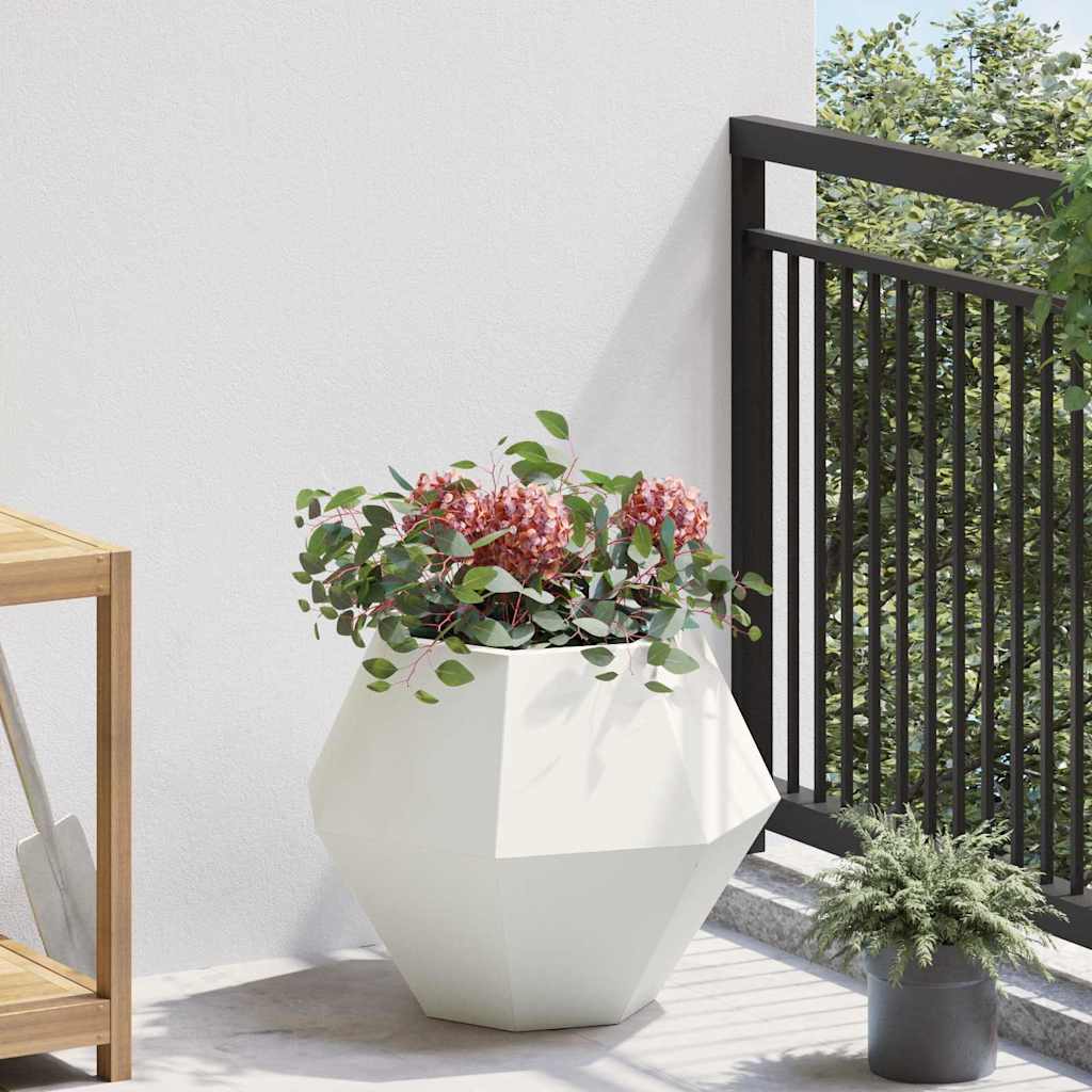 Plantenbak 2 pcs Wit 50 x 50 x 40 cm Staal is nu te koop bij PeponiXL, paradijselijk wonen!