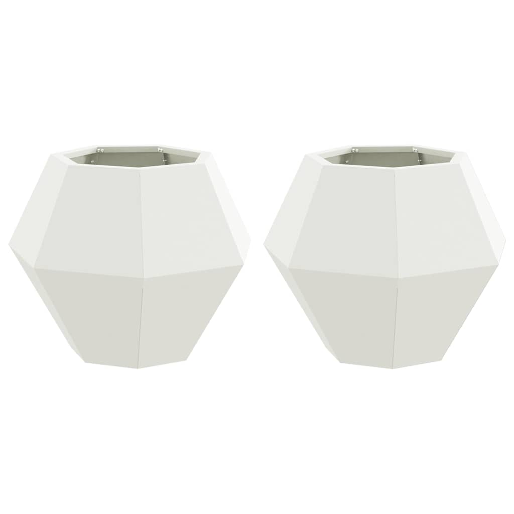 Plantenbak 2 pcs Wit 50 x 50 x 40 cm Staal is nu te koop bij PeponiXL, paradijselijk wonen!