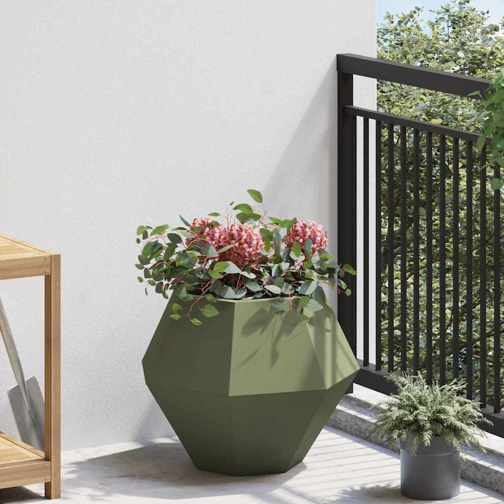Plantenbak 2 pcs Olijf Groen 50 x 50 x 40 cm Staal is nu te koop bij PeponiXL, paradijselijk wonen!