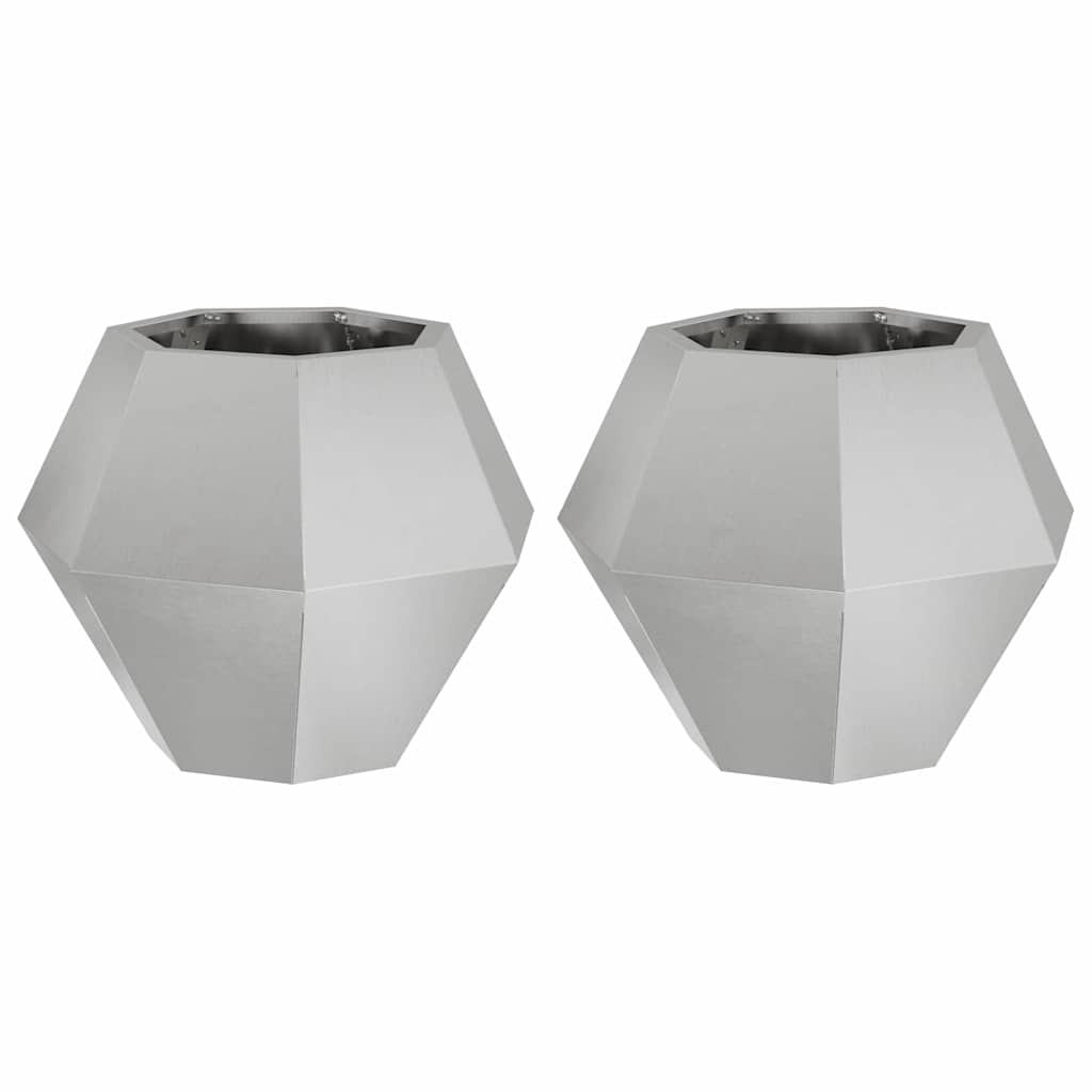 Plantenbak 2 pcs Zilver 50 x 50 x 40 cm Roestvrij staal is nu te koop bij PeponiXL, paradijselijk wonen!