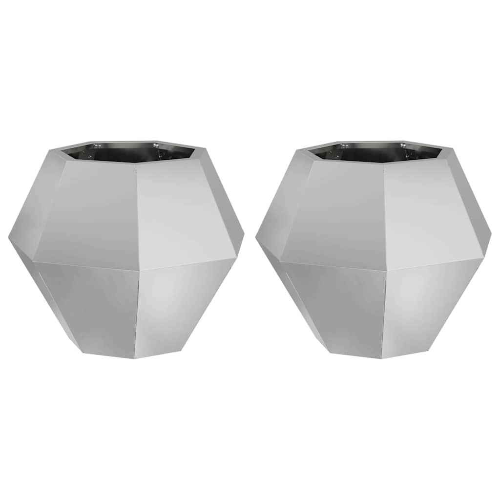 Plantenbak 2 pcs Zilver 50 x 50 x 40 cm Gegalvaniseerd staal is nu te koop bij PeponiXL, paradijselijk wonen!