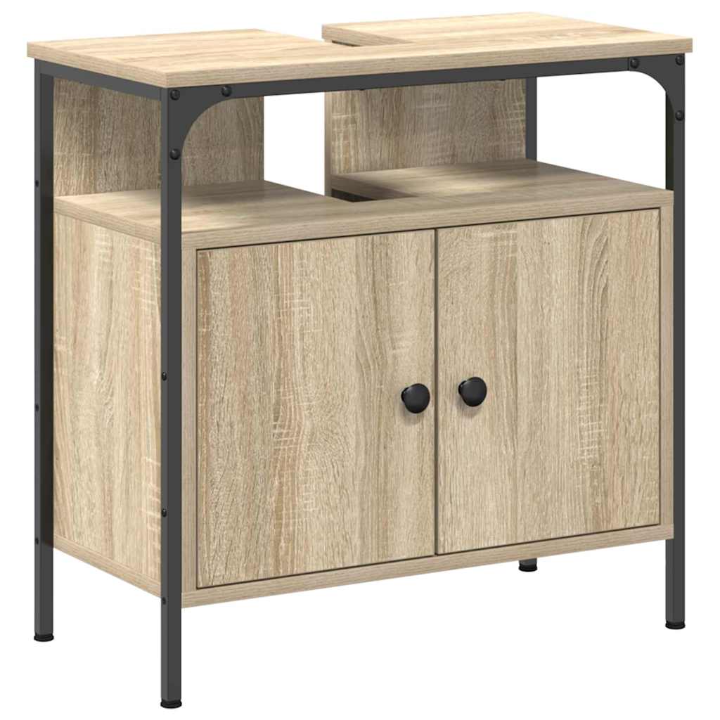 Badkamermeubelset met plank 3 pcs Sonoma Eiken Bewerkt hout is nu te koop bij PeponiXL, paradijselijk wonen!