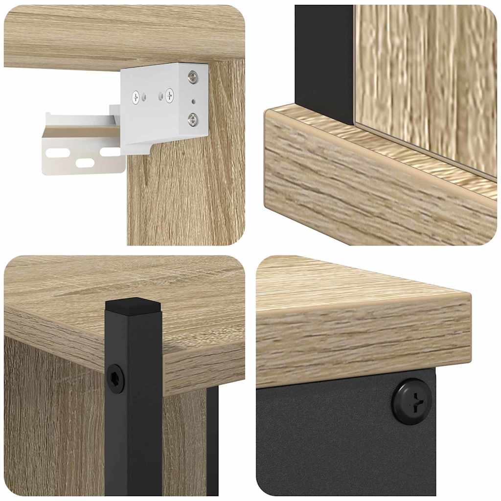 Badkamermeubelset met plank 4 pcs Sonoma Eiken Bewerkt hout is nu te koop bij PeponiXL, paradijselijk wonen!