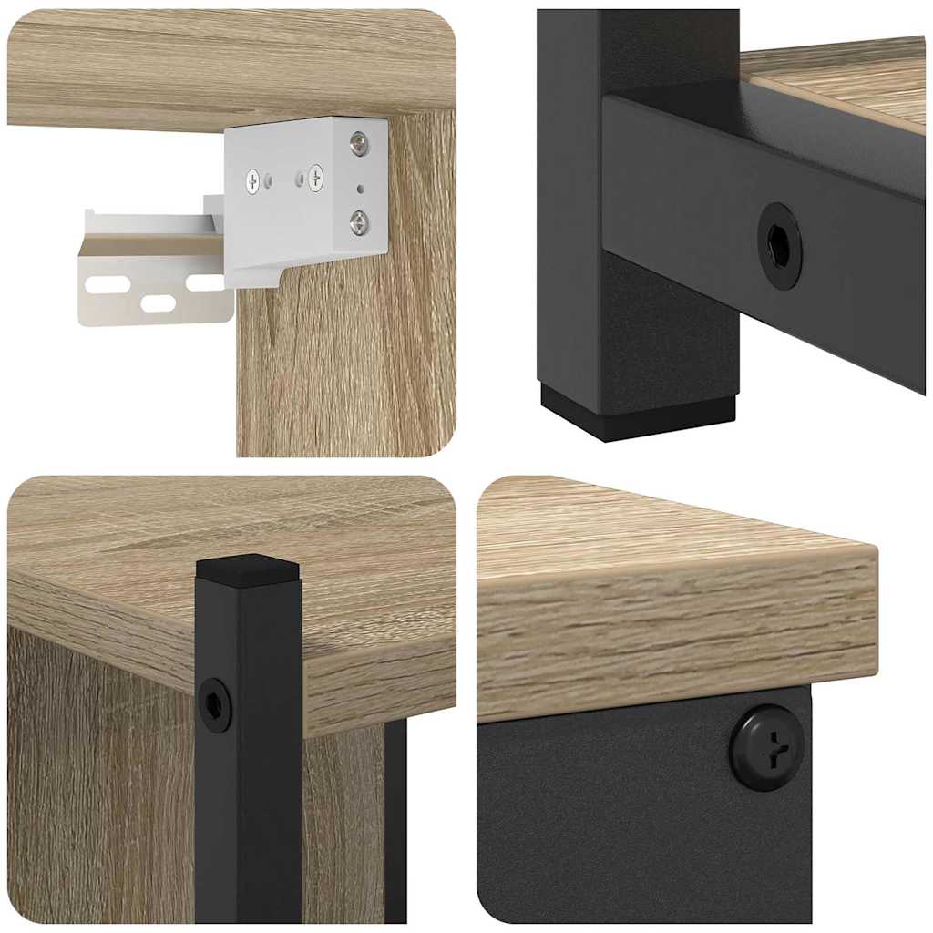 Badkamermeubelset met plank 4 pcs Sonoma Eiken Bewerkt hout is nu te koop bij PeponiXL, paradijselijk wonen!