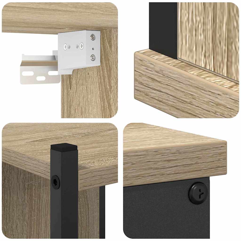 Badkamermeubelset met plank 4 pcs Sonoma Eiken Bewerkt hout is nu te koop bij PeponiXL, paradijselijk wonen!