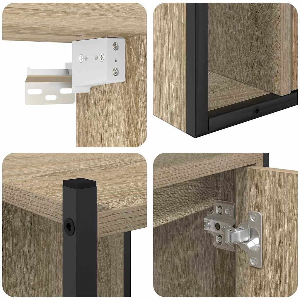 Badkamermeubelset met plank 4 pcs Sonoma Eiken Bewerkt hout is nu te koop bij PeponiXL, paradijselijk wonen!