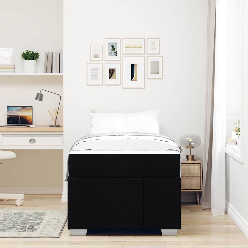 Bedframe met matras Zwart 80 x 200 cm Stof is nu te koop bij PeponiXL, paradijselijk wonen!