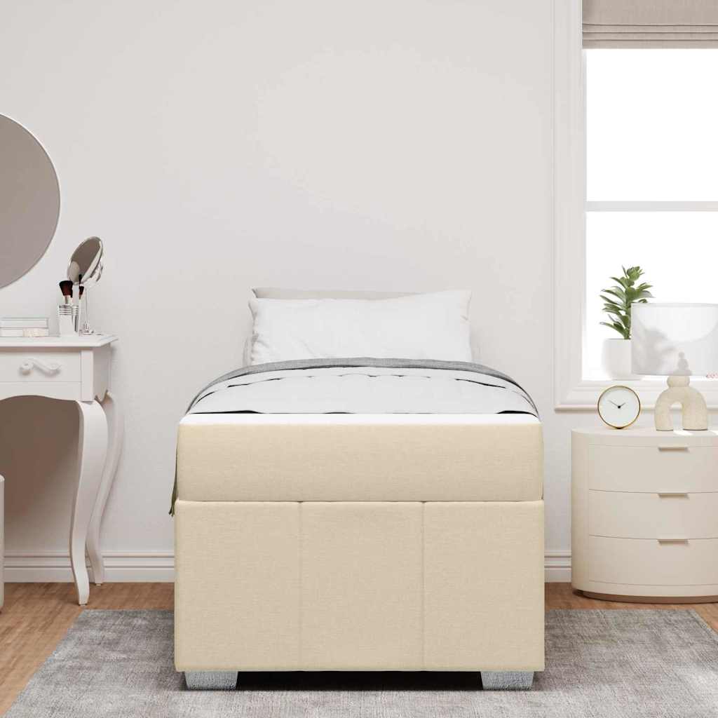 Bedframe met matras Crème 80 x 200 cm Stof is nu te koop bij PeponiXL, paradijselijk wonen!