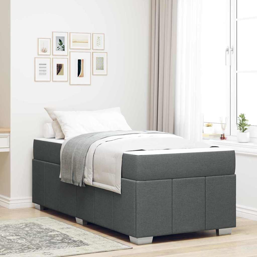 Bedframe met matras Donkergrijs 90 x 200 cm Stof is nu te koop bij PeponiXL, paradijselijk wonen!