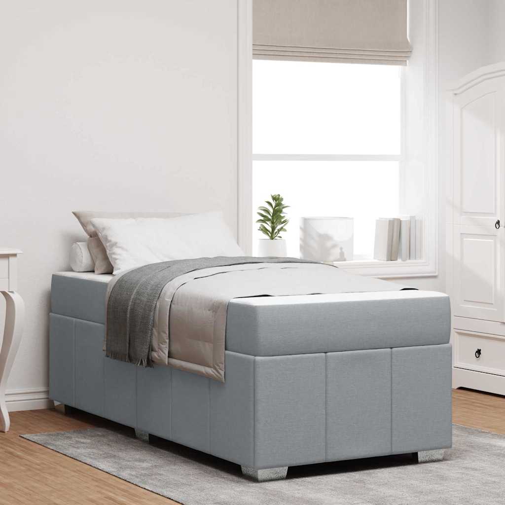 Bedframe met matras Lichtgrijs 100 x 200 cm Stof is nu te koop bij PeponiXL, paradijselijk wonen!