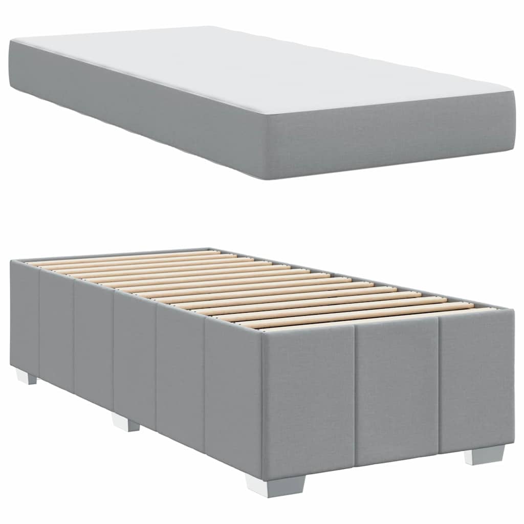 Bedframe met matras Lichtgrijs 100 x 200 cm Stof is nu te koop bij PeponiXL, paradijselijk wonen!