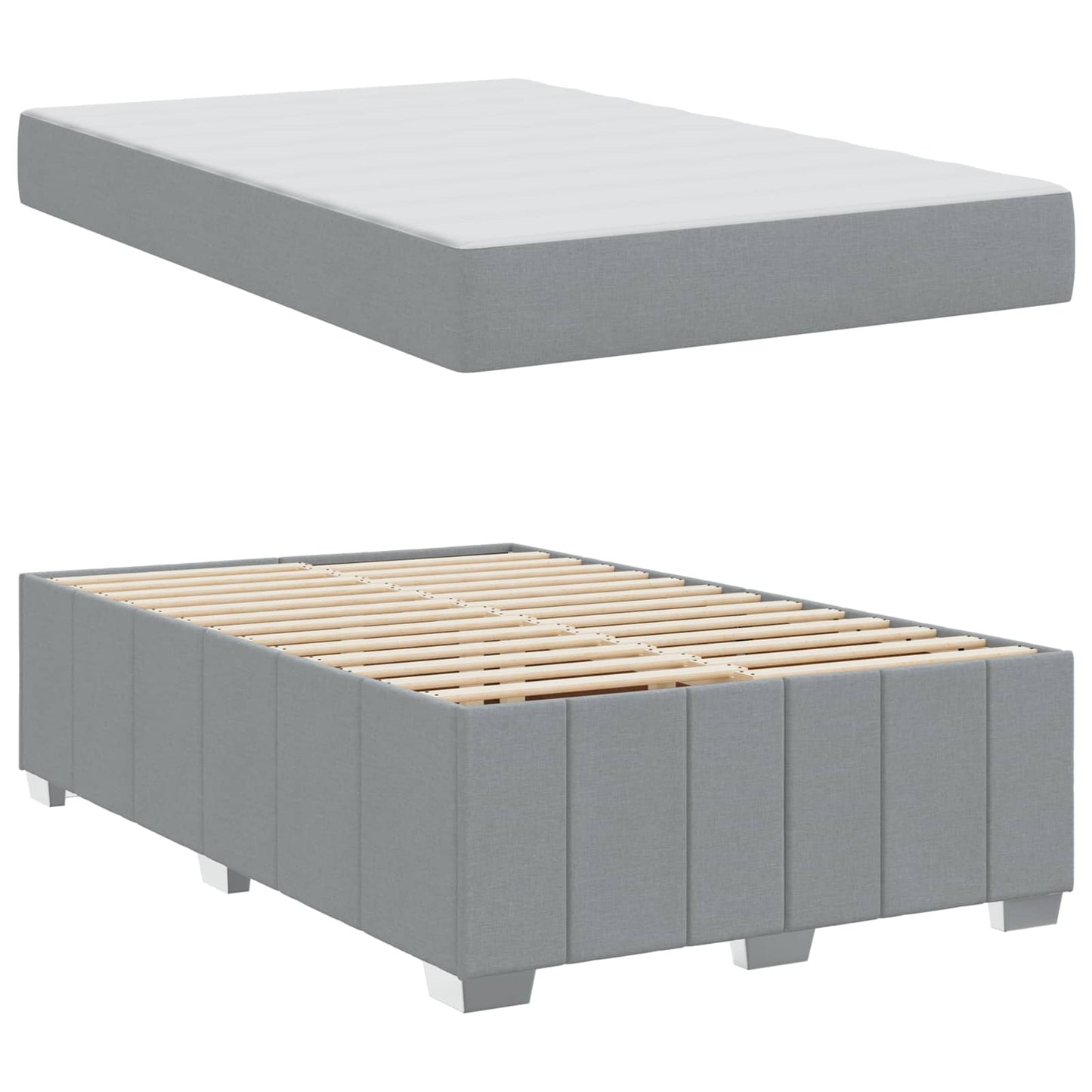 Bedframe met matras Lichtgrijs 120 x 200 cm Stof is nu te koop bij PeponiXL, paradijselijk wonen!