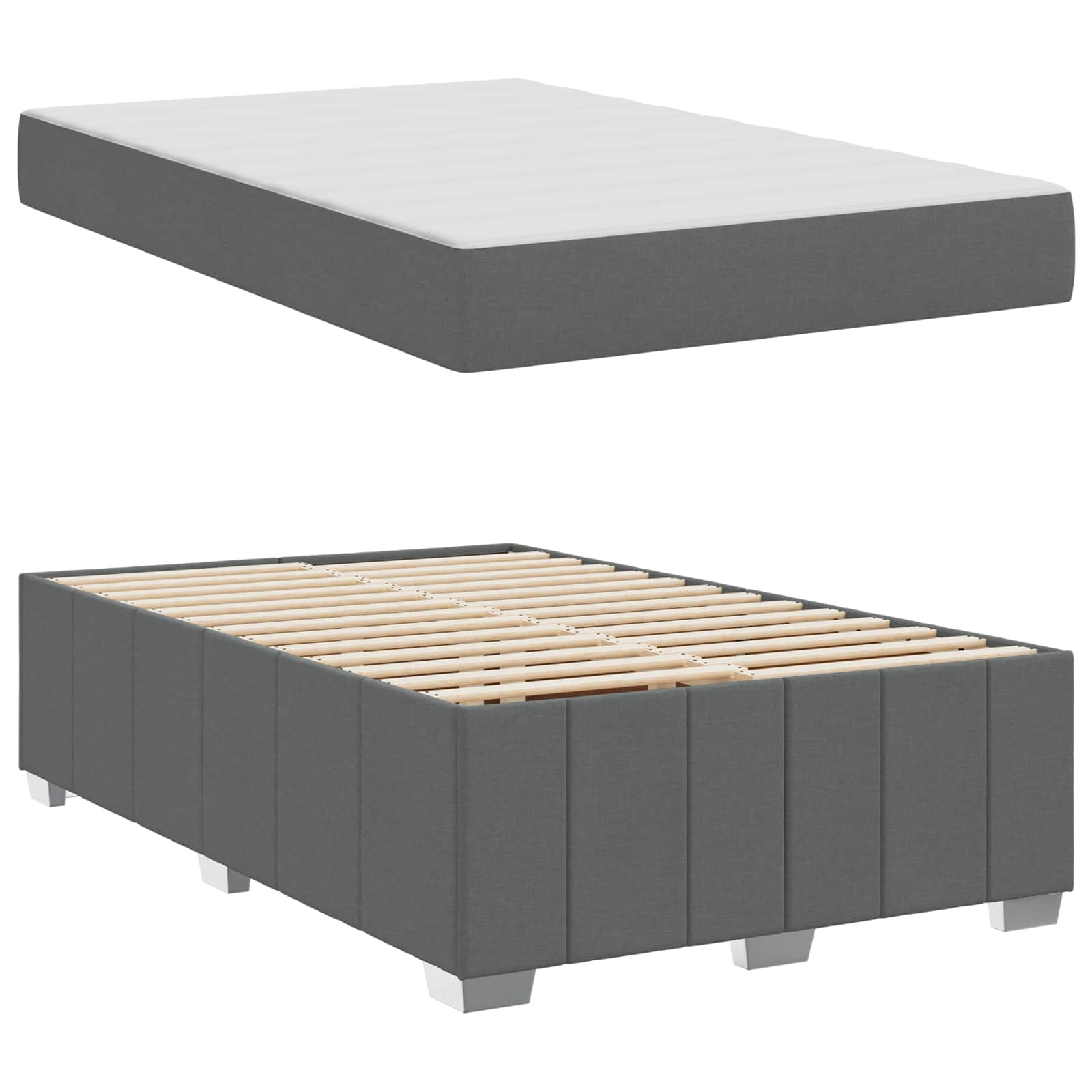 Bedframe met matras Donkergrijs 120 x 200 cm Stof is nu te koop bij PeponiXL, paradijselijk wonen!