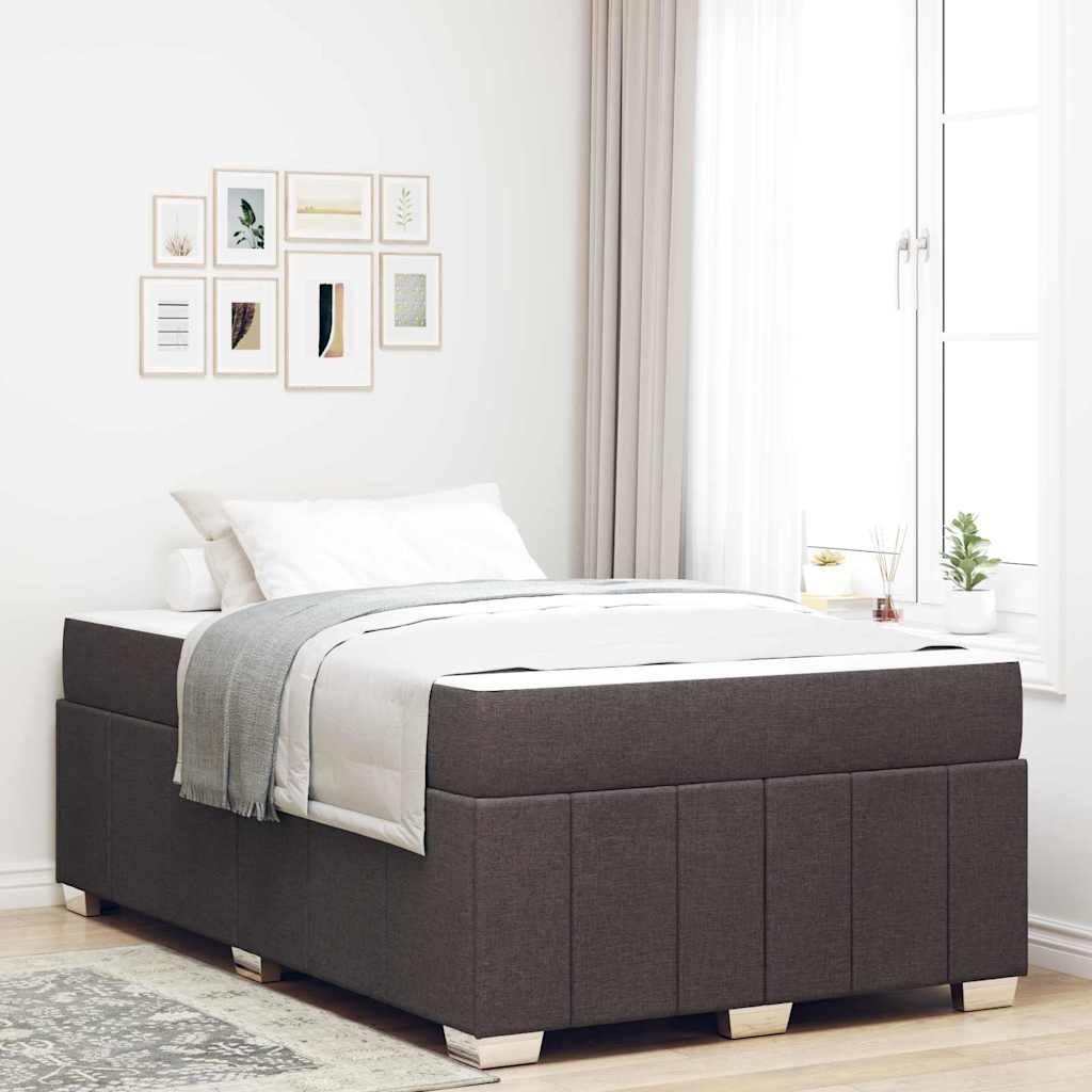 Bedframe met matras Donkerbruin 120 x 200 cm Stof is nu te koop bij PeponiXL, paradijselijk wonen!