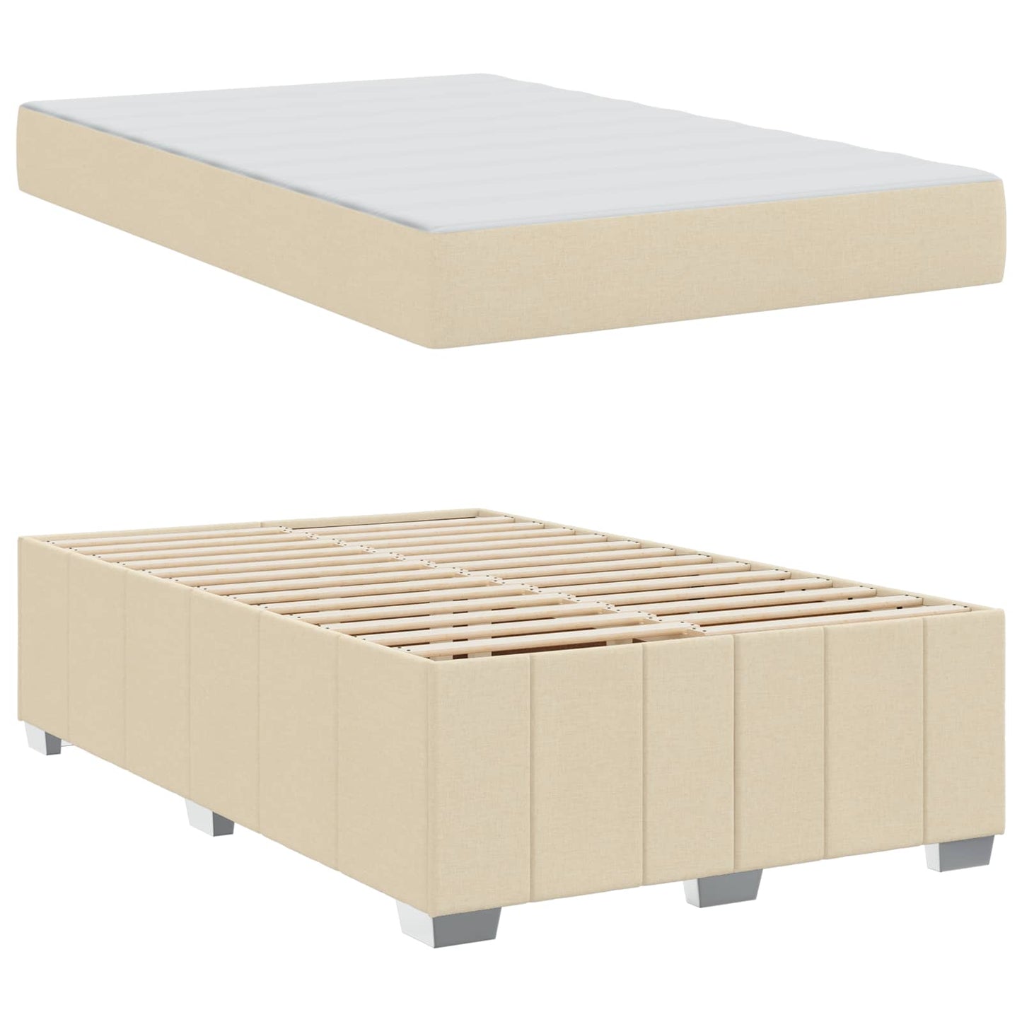 Bedframe met matras Crème 120 x 200 cm Stof is nu te koop bij PeponiXL, paradijselijk wonen!