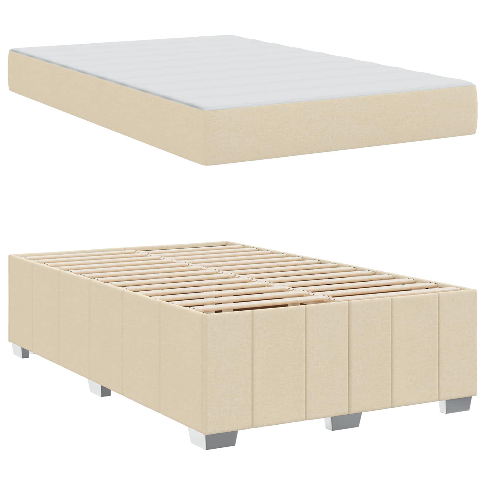 Bedframe met matras Crème 120 x 200 cm Stof is nu te koop bij PeponiXL, paradijselijk wonen!