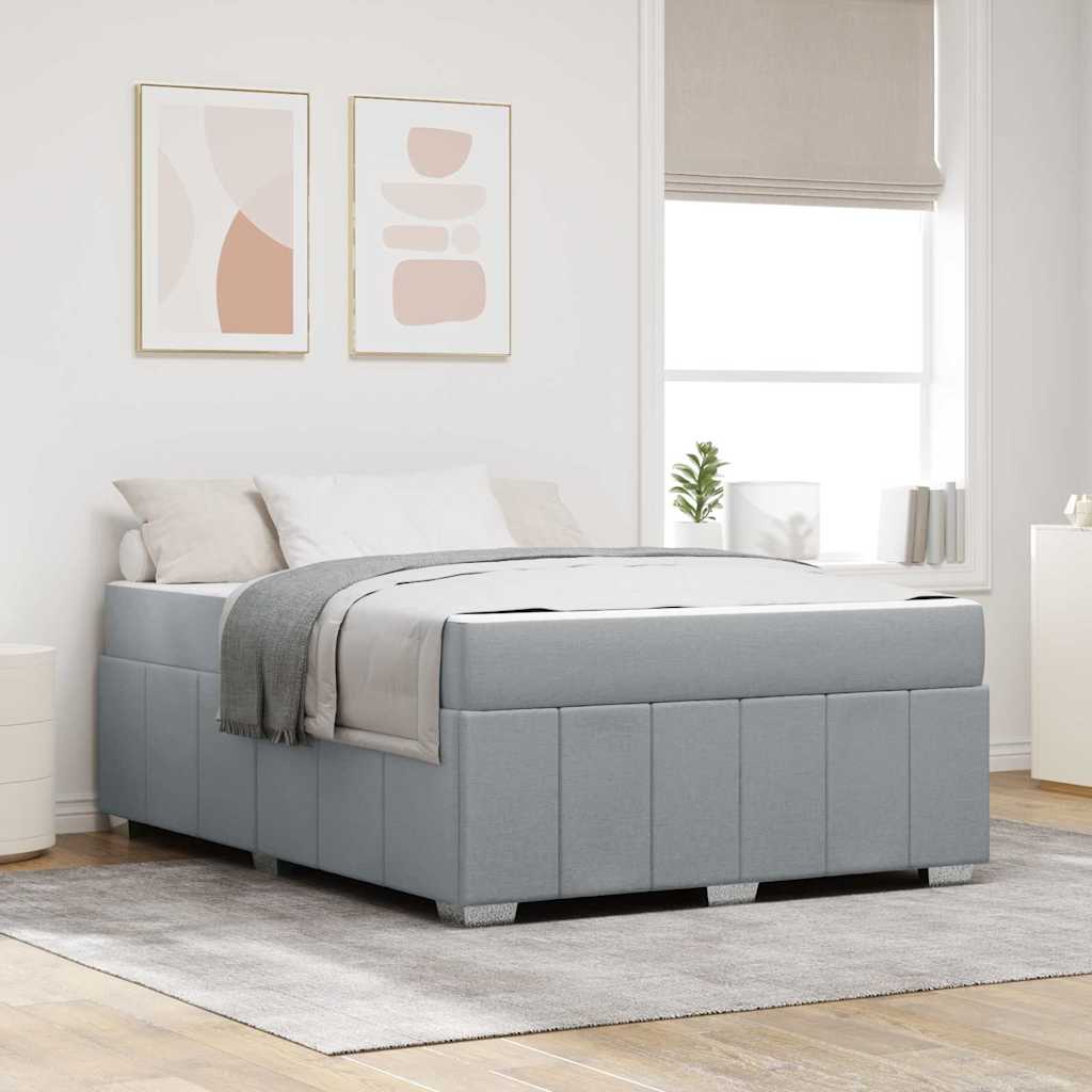Bedframe met matras Lichtgrijs 140 x 200 cm Stof is nu te koop bij PeponiXL, paradijselijk wonen!