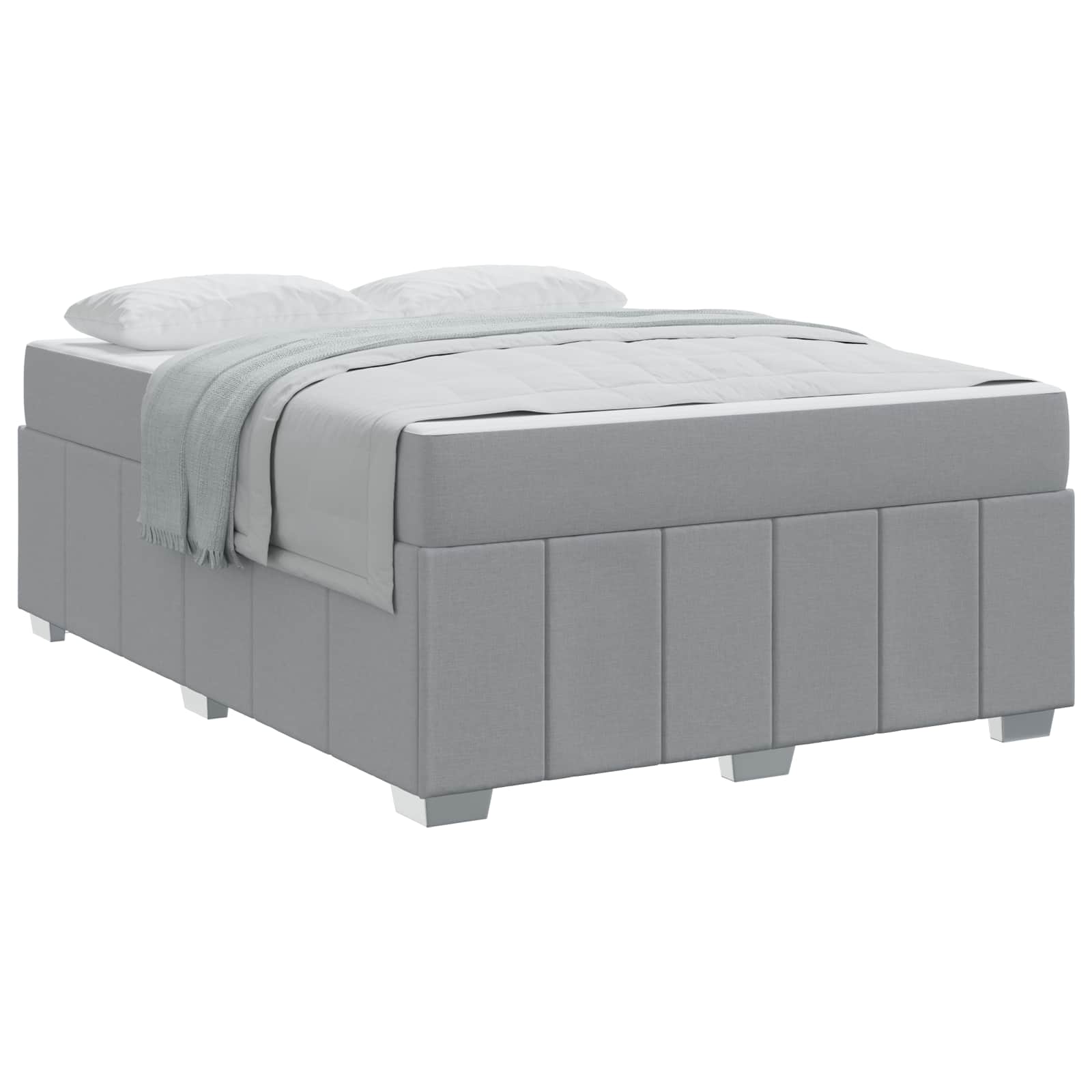 Bedframe met matras Lichtgrijs 140 x 200 cm Stof is nu te koop bij PeponiXL, paradijselijk wonen!
