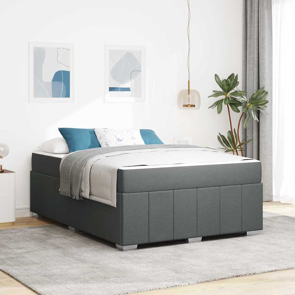 Bedframe met matras Donkergrijs 140 x 200 cm Stof is nu te koop bij PeponiXL, paradijselijk wonen!