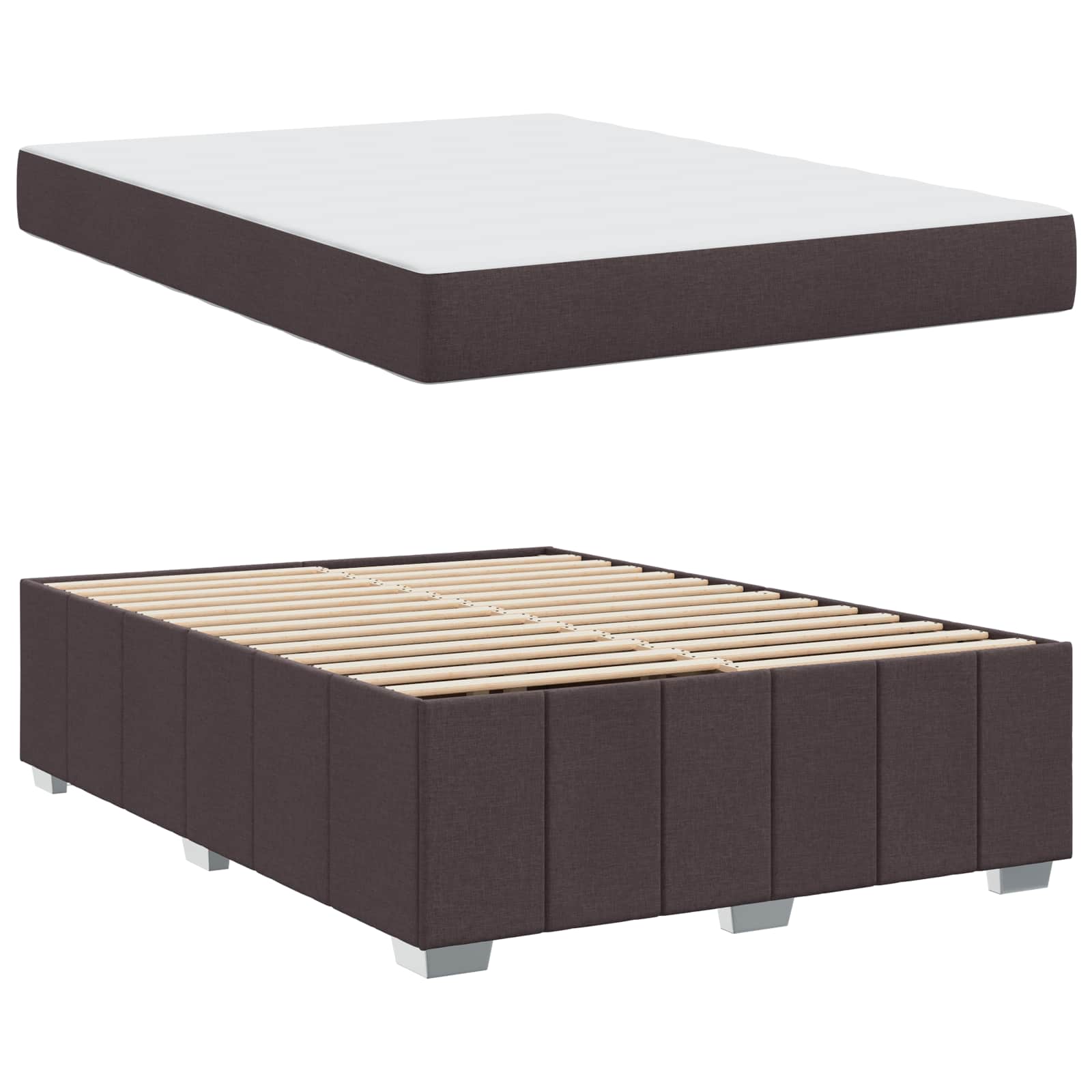 Bedframe met matras Donkerbruin 140 x 200 cm Stof is nu te koop bij PeponiXL, paradijselijk wonen!
