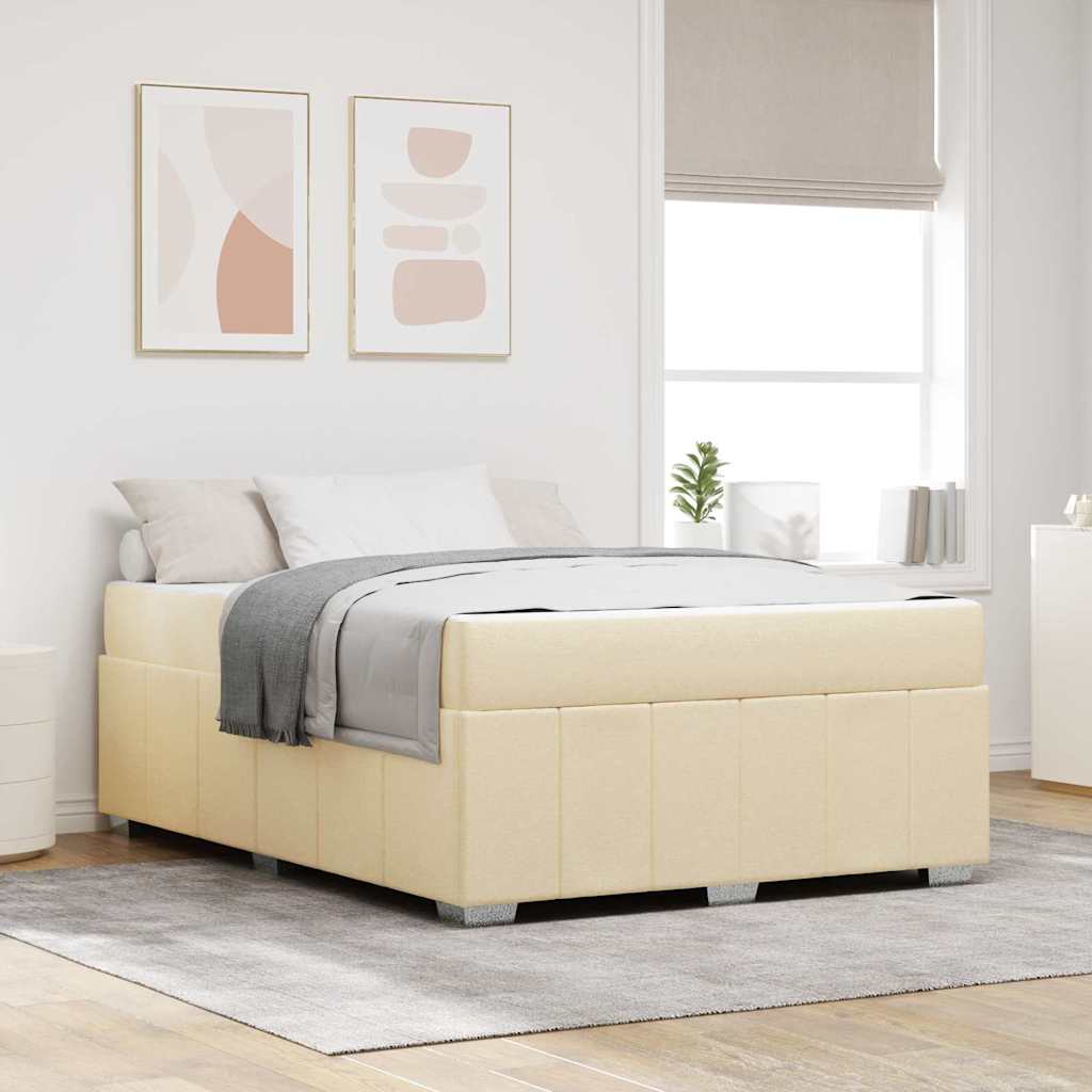 Bedframe met matras Crème 160 x 200 cm Stof is nu te koop bij PeponiXL, paradijselijk wonen!