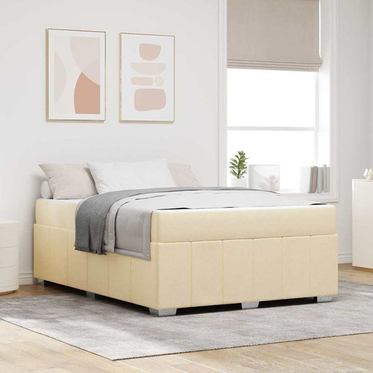 Bedframe met matras Crème 160 x 200 cm Stof is nu te koop bij PeponiXL, paradijselijk wonen!
