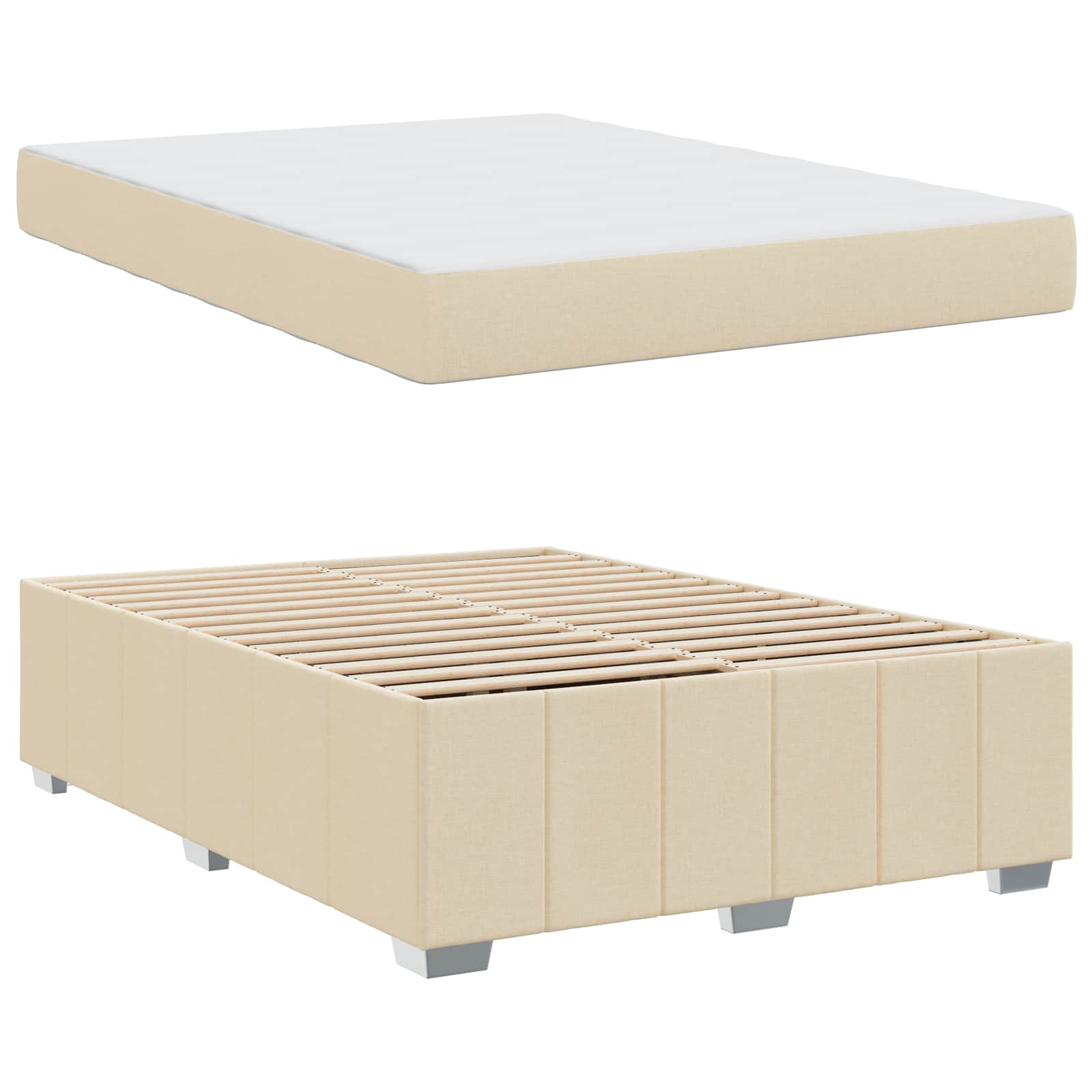 Bedframe met matras Crème 160 x 200 cm Stof is nu te koop bij PeponiXL, paradijselijk wonen!