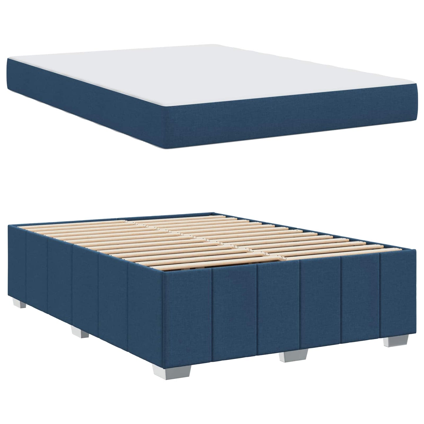 Bedframe met matras Blauw 160 x 200 cm Stof is nu te koop bij PeponiXL, paradijselijk wonen!