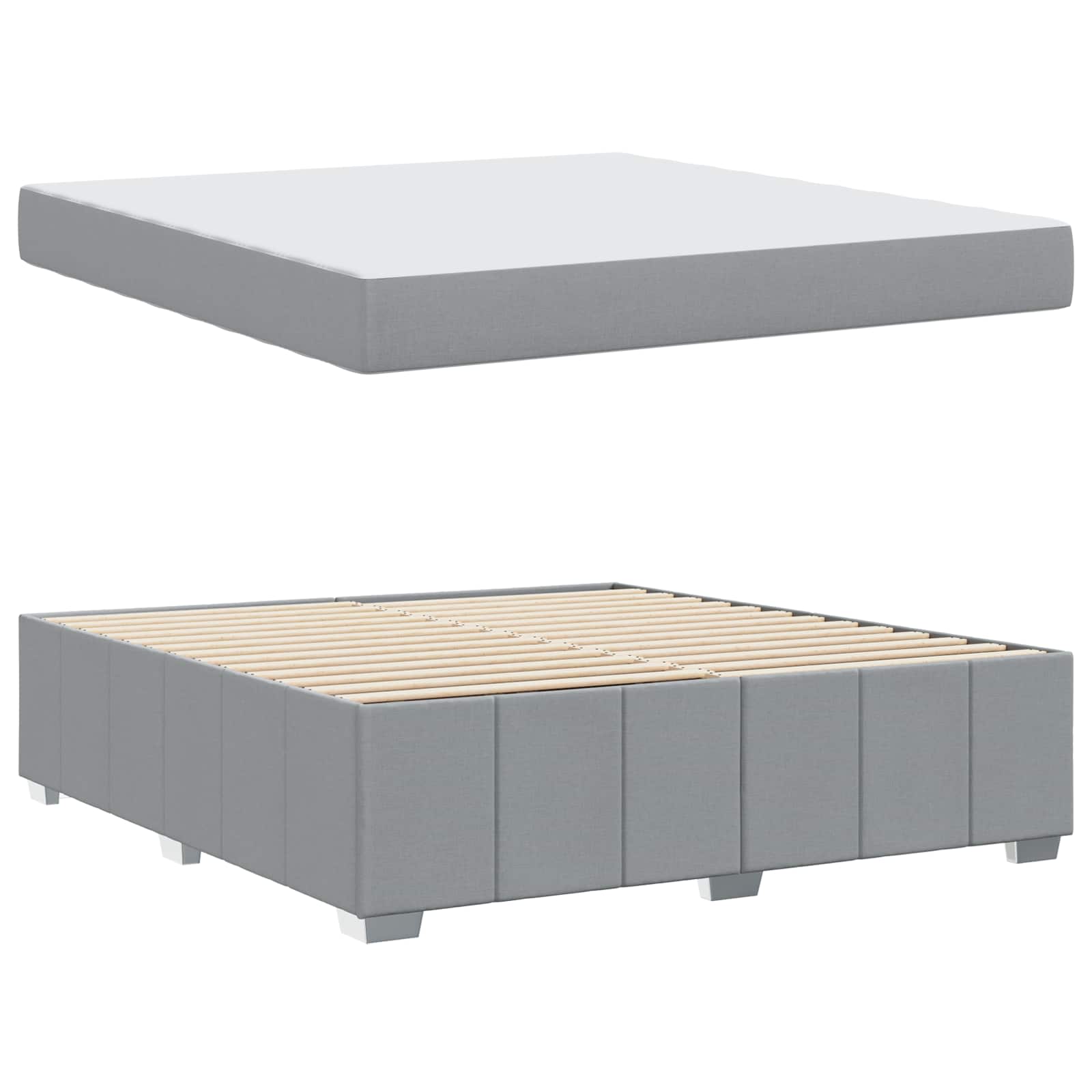 Bedframe met matras Lichtgrijs 180 x 200 cm Stof is nu te koop bij PeponiXL, paradijselijk wonen!