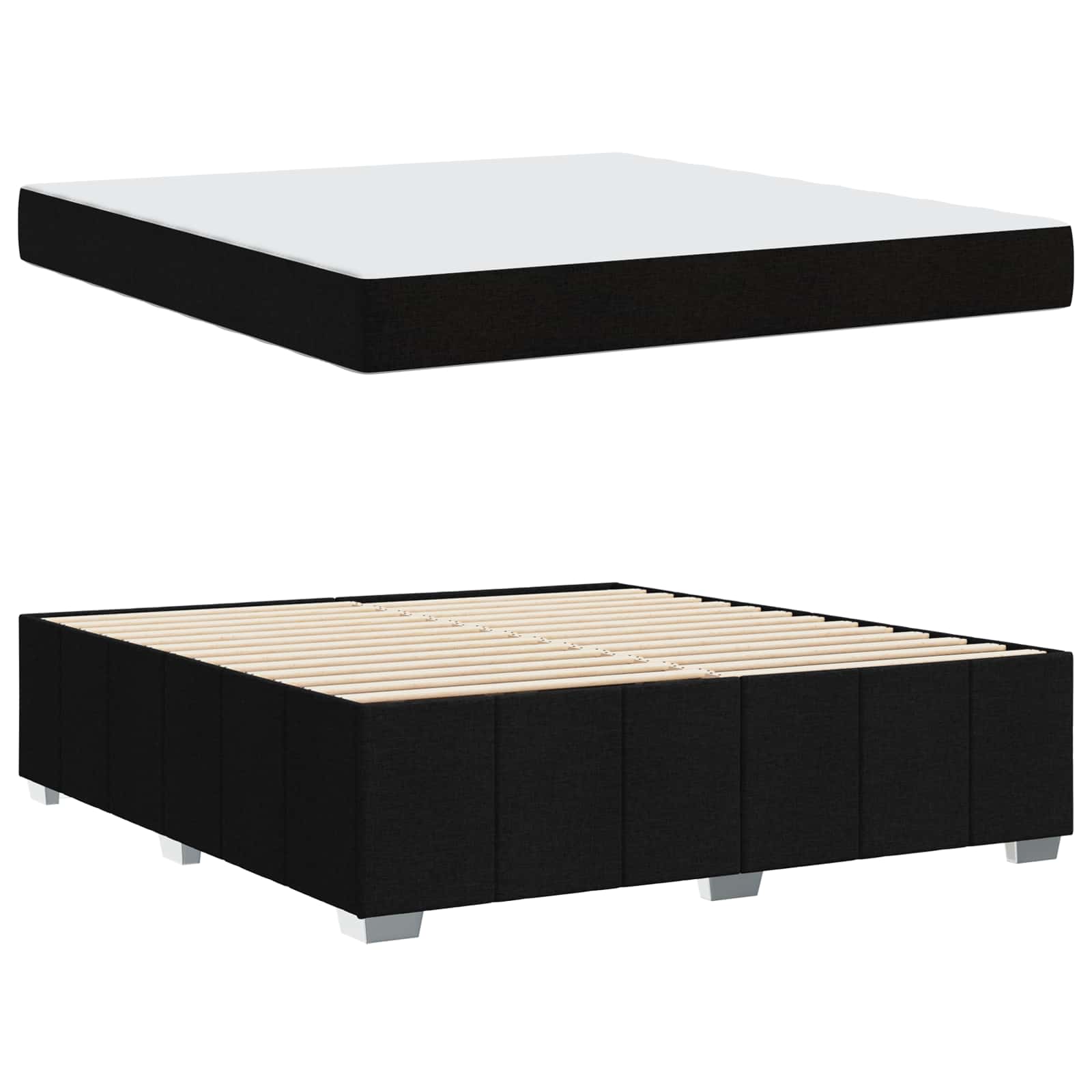 Bedframe met matras Zwart 180 x 200 cm Stof is nu te koop bij PeponiXL, paradijselijk wonen!