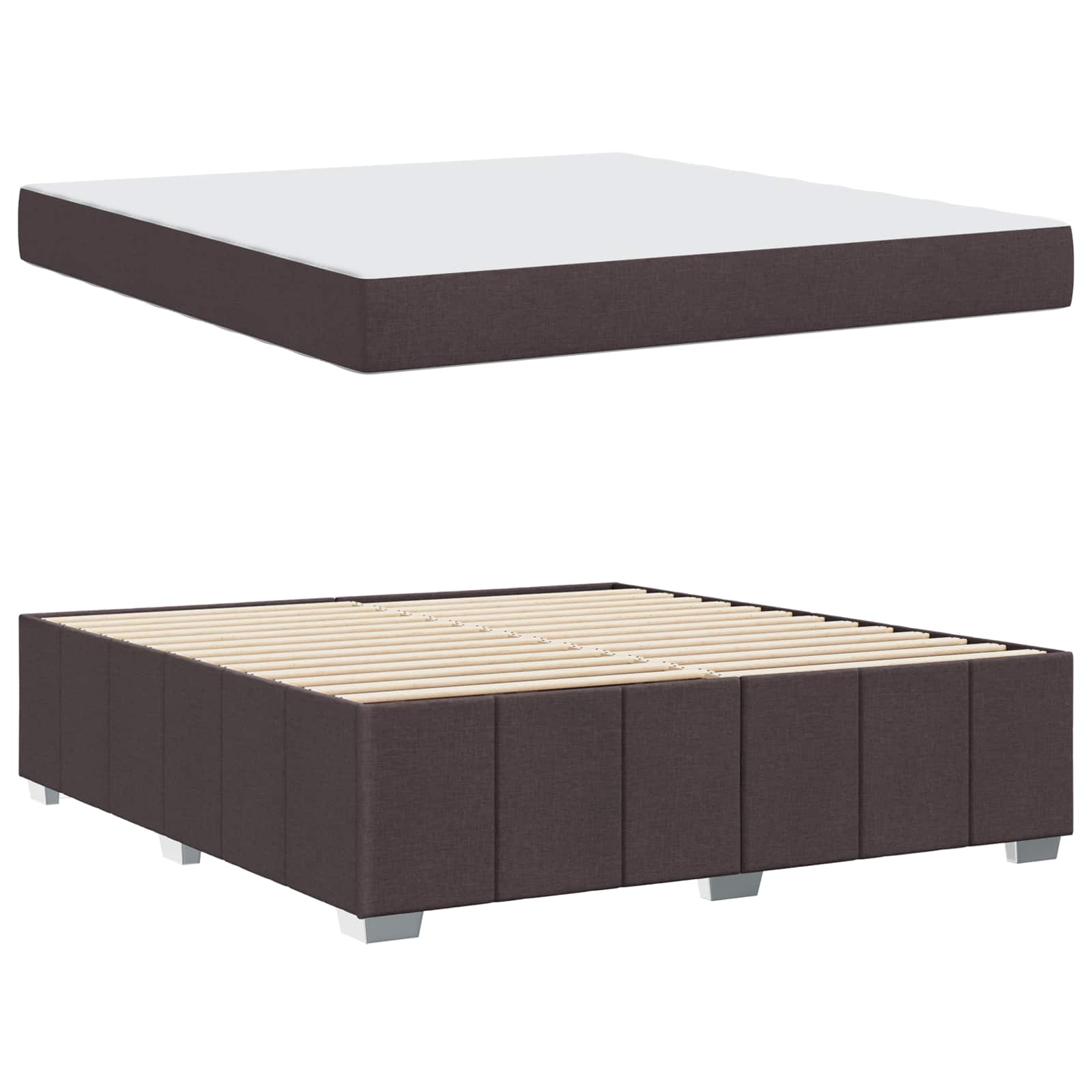 Bedframe met matras Donkerbruin 180 x 200 cm Stof is nu te koop bij PeponiXL, paradijselijk wonen!
