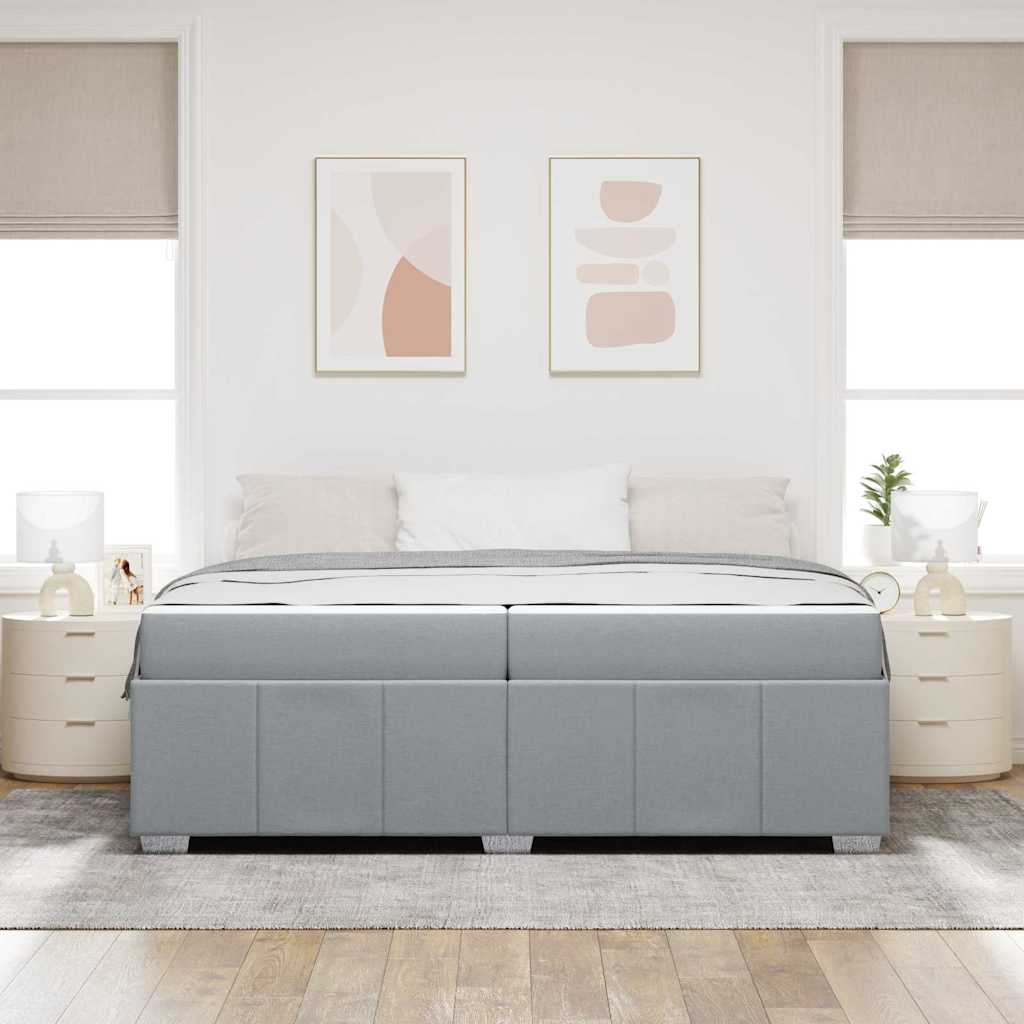 Bedframe met matras Lichtgrijs 200 x 200 cm Stof is nu te koop bij PeponiXL, paradijselijk wonen!