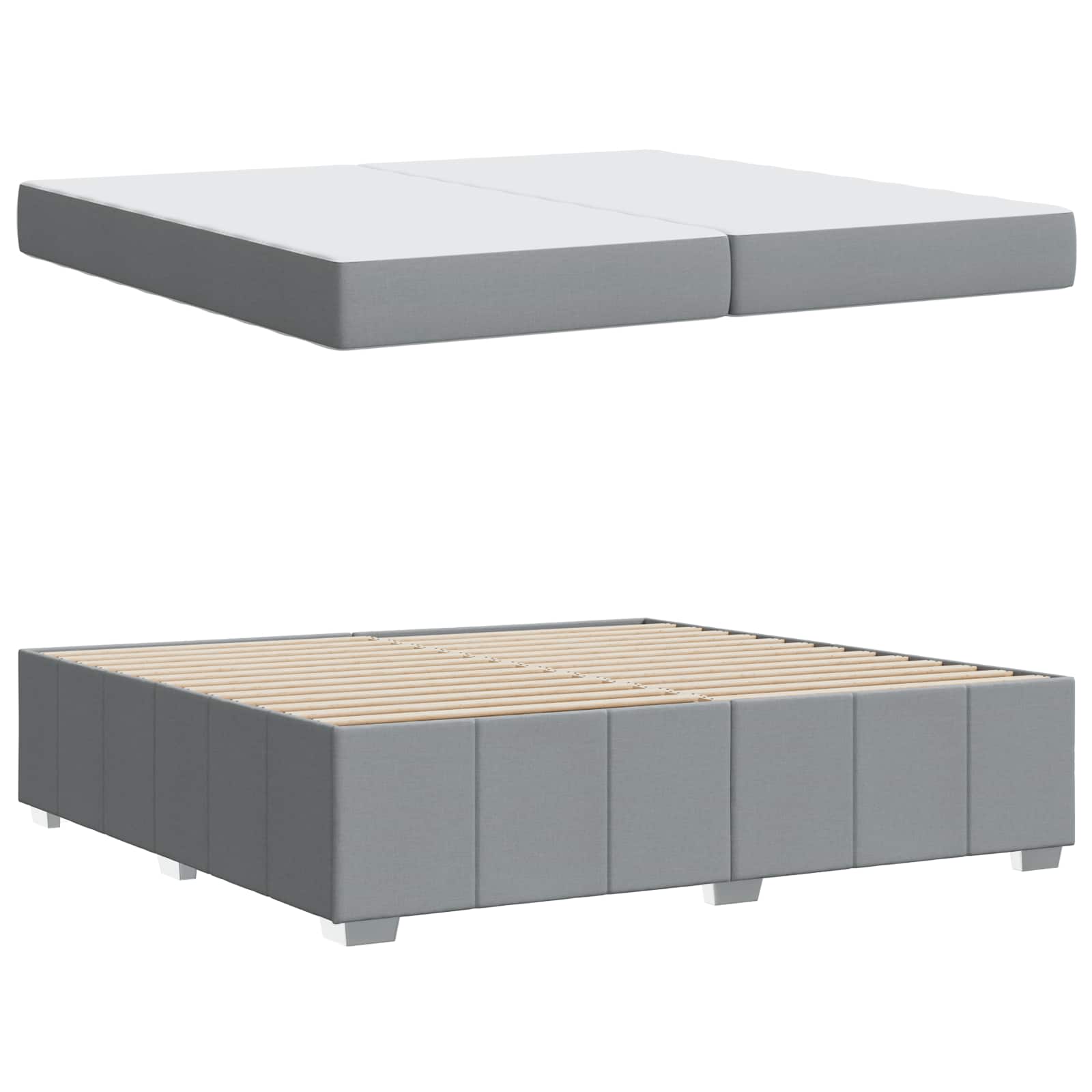 Bedframe met matras Lichtgrijs 200 x 200 cm Stof is nu te koop bij PeponiXL, paradijselijk wonen!