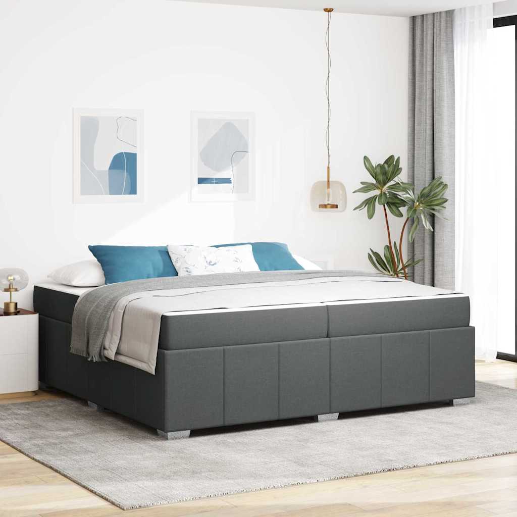 Bedframe met matras Donkergrijs 200 x 200 cm Stof is nu te koop bij PeponiXL, paradijselijk wonen!