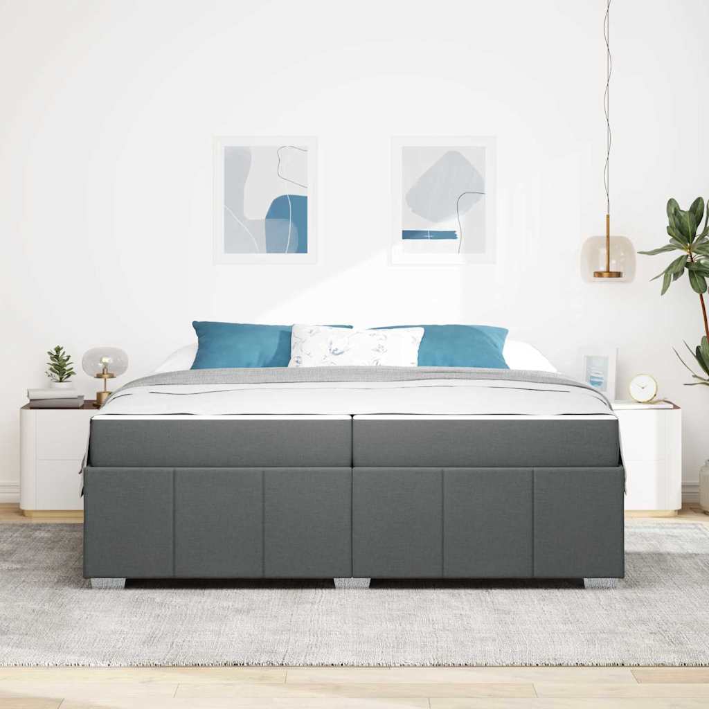 Bedframe met matras Donkergrijs 200 x 200 cm Stof is nu te koop bij PeponiXL, paradijselijk wonen!