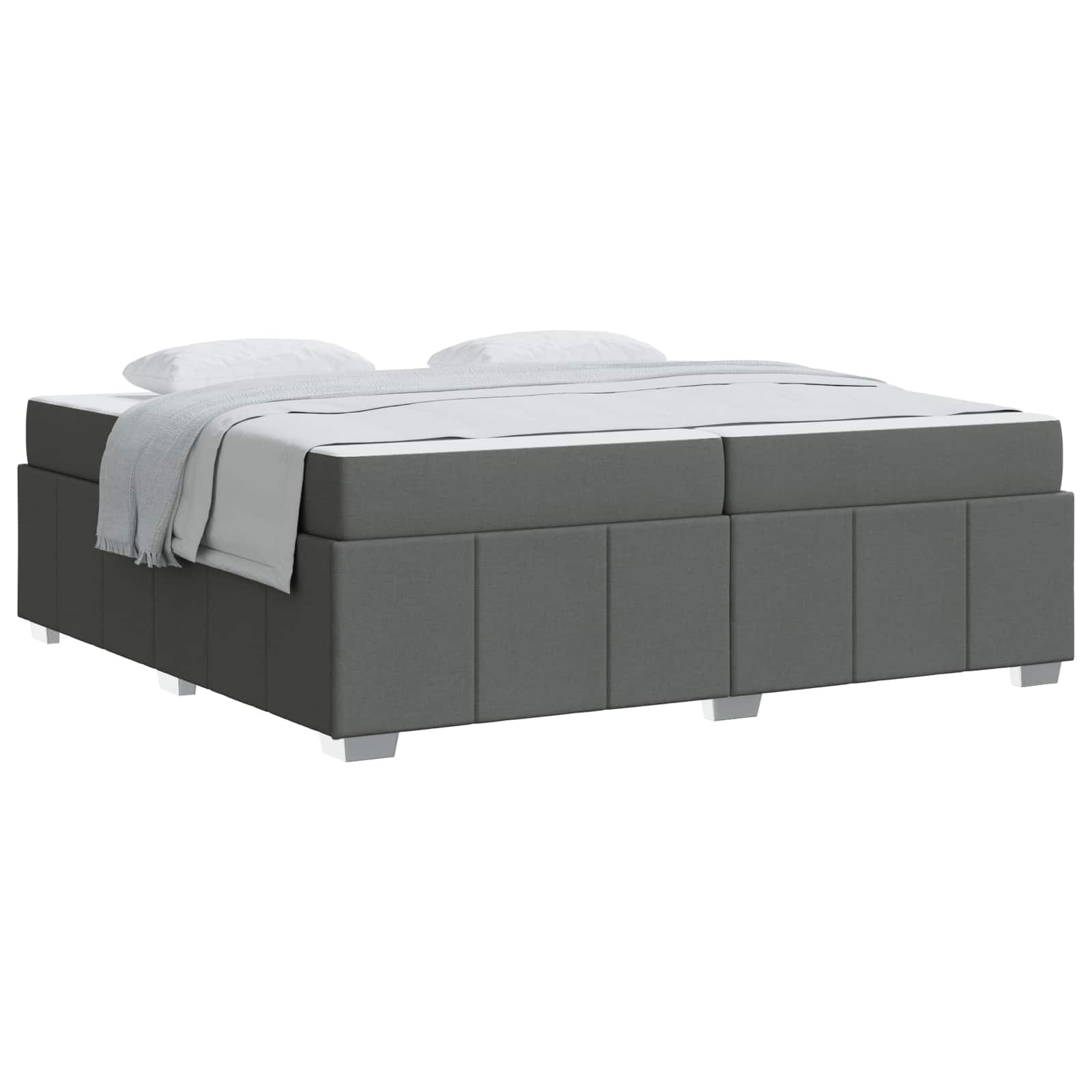 Bedframe met matras Donkergrijs 200 x 200 cm Stof is nu te koop bij PeponiXL, paradijselijk wonen!