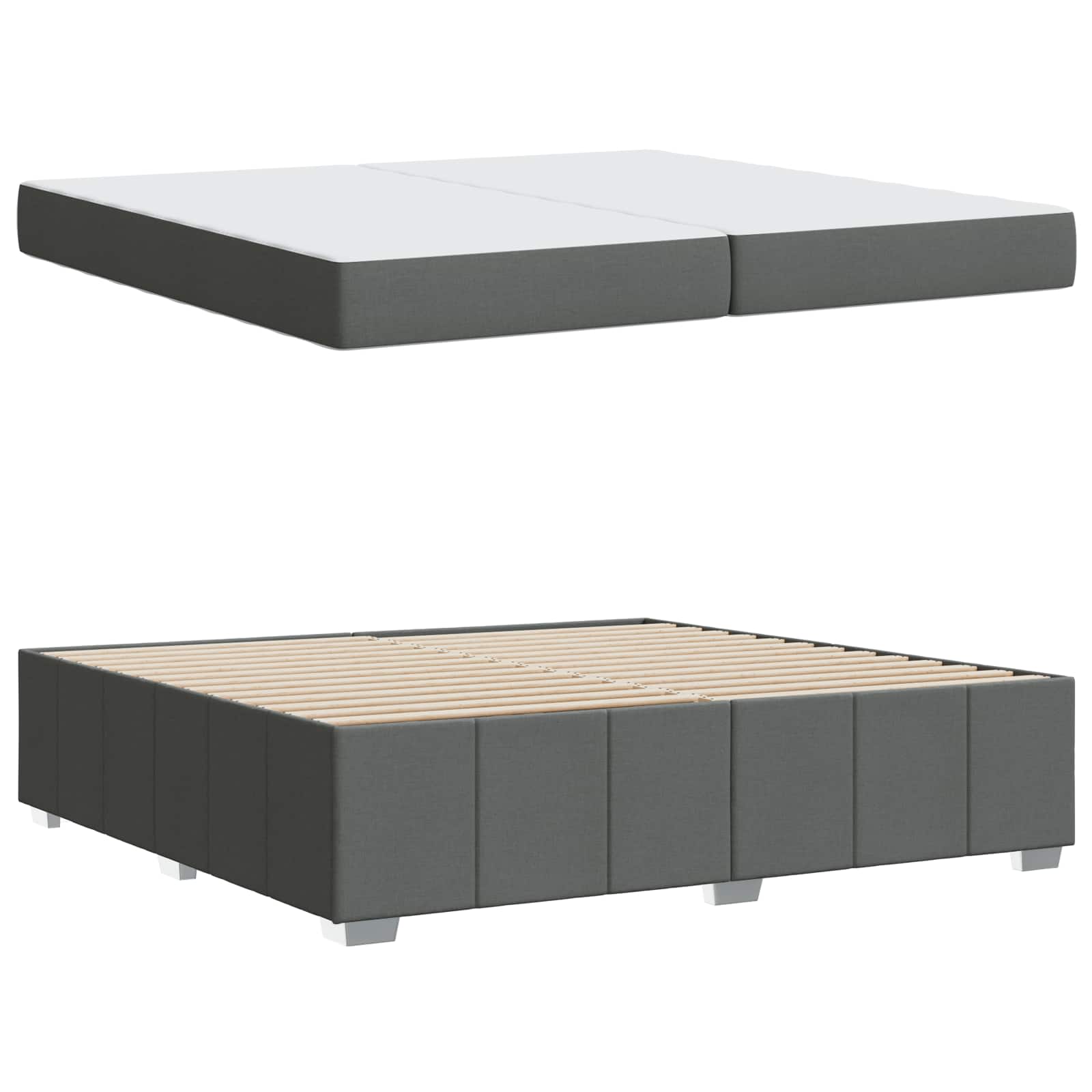 Bedframe met matras Donkergrijs 200 x 200 cm Stof is nu te koop bij PeponiXL, paradijselijk wonen!