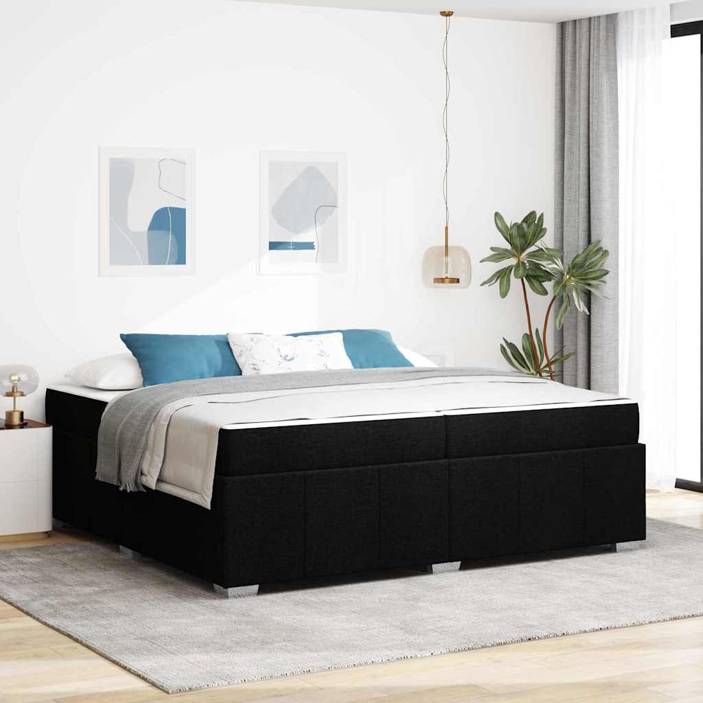 Bedframe met matras Zwart 200 x 200 cm Stof is nu te koop bij PeponiXL, paradijselijk wonen!