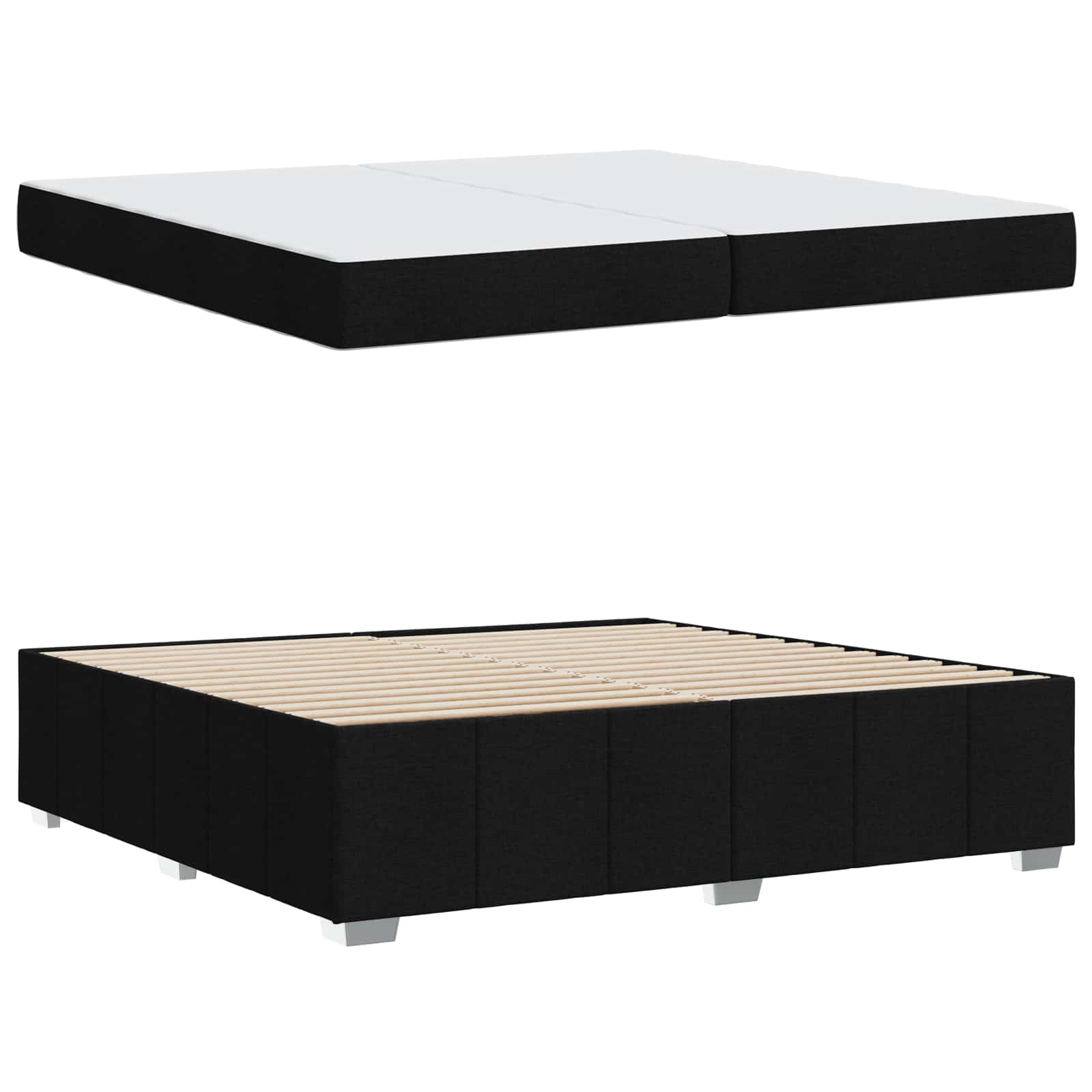 Bedframe met matras Zwart 200 x 200 cm Stof is nu te koop bij PeponiXL, paradijselijk wonen!