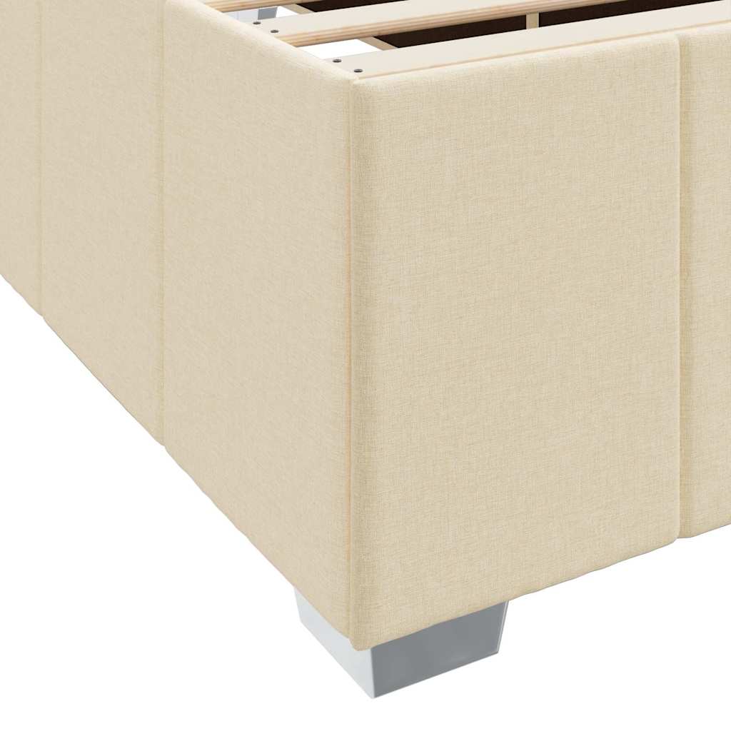 Bedframe met matras Crème 200 x 200 cm Stof is nu te koop bij PeponiXL, paradijselijk wonen!