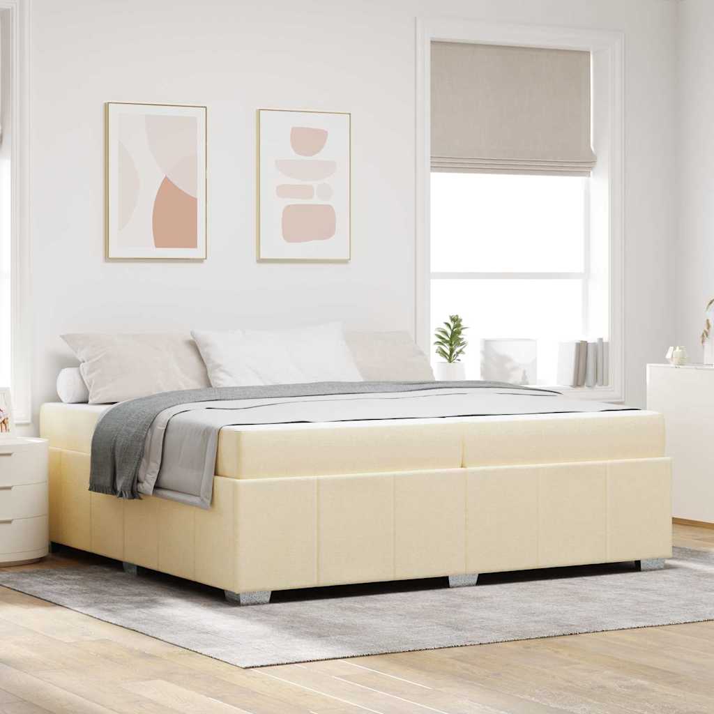 Bedframe met matras Crème 200 x 200 cm Stof is nu te koop bij PeponiXL, paradijselijk wonen!