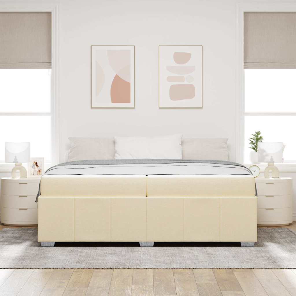 Bedframe met matras Crème 200 x 200 cm Stof is nu te koop bij PeponiXL, paradijselijk wonen!