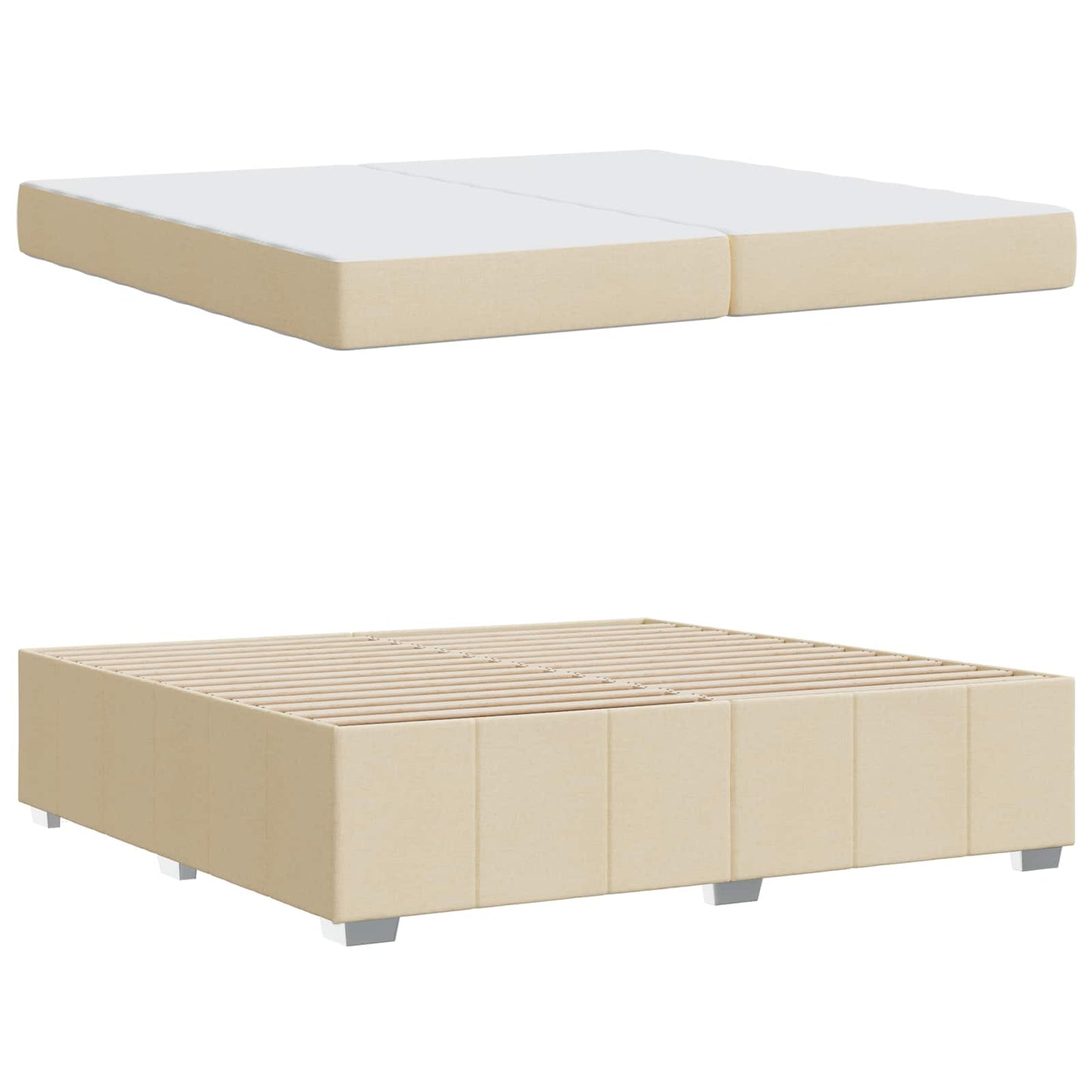 Bedframe met matras Crème 200 x 200 cm Stof is nu te koop bij PeponiXL, paradijselijk wonen!