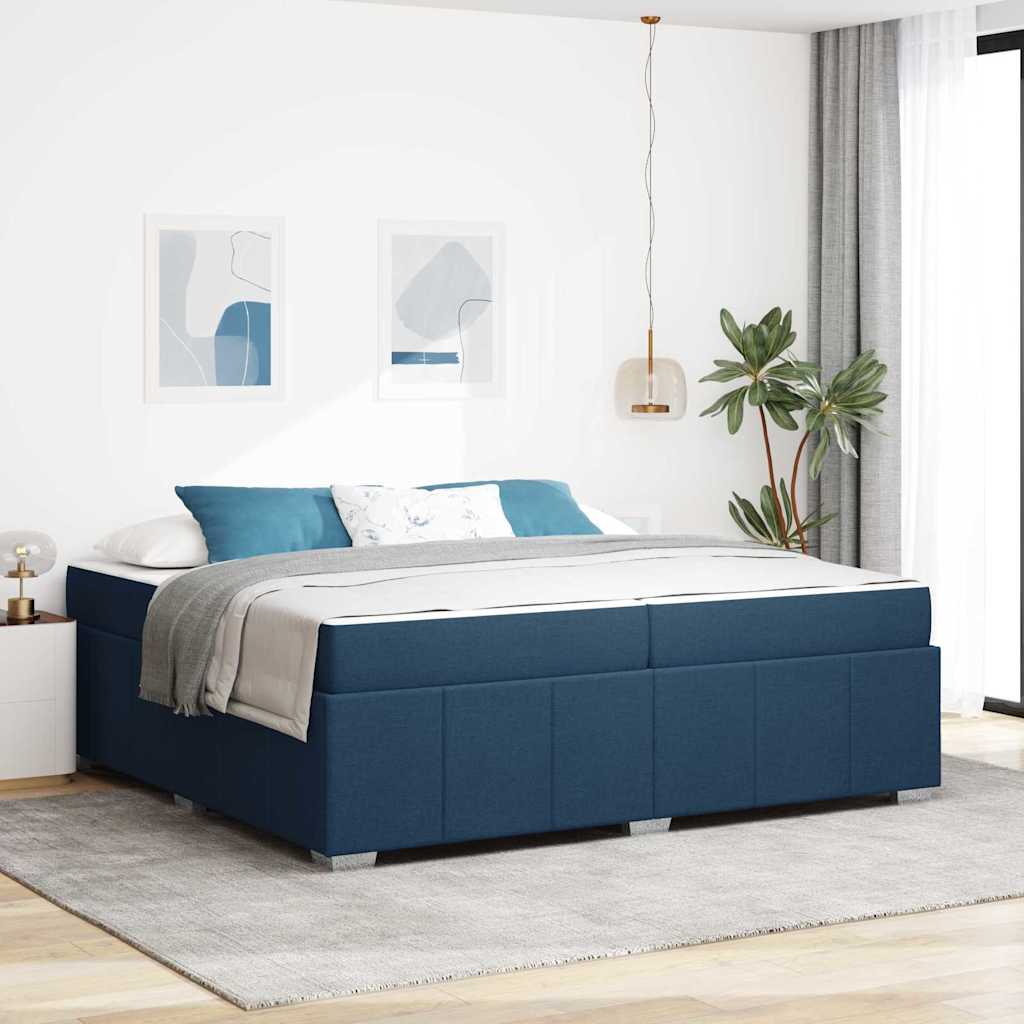 Bedframe met matras Blauw 200 x 200 cm Stof is nu te koop bij PeponiXL, paradijselijk wonen!