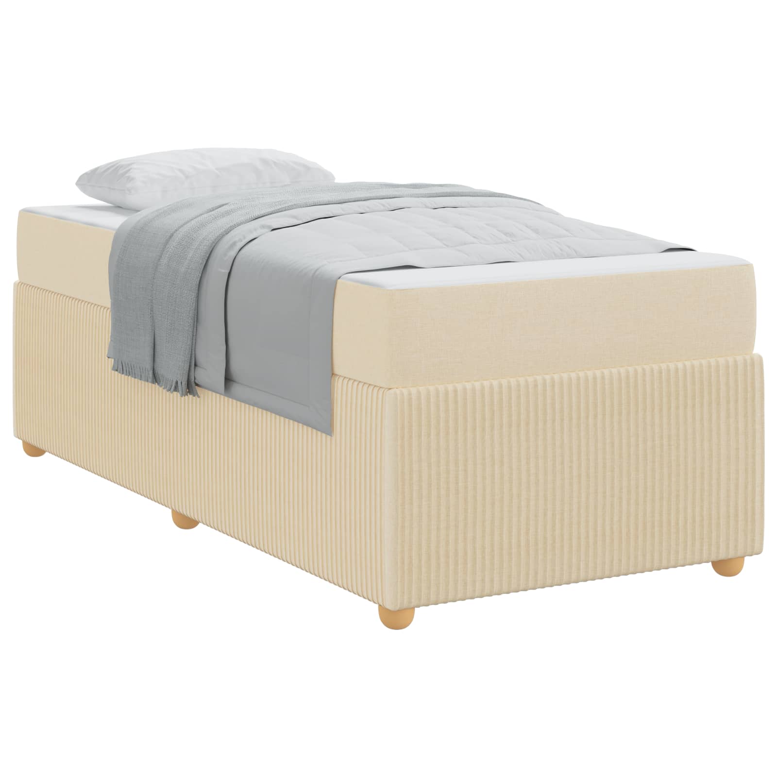 Bedframe met matras Crème 80 x 200 cm Stof is nu te koop bij PeponiXL, paradijselijk wonen!