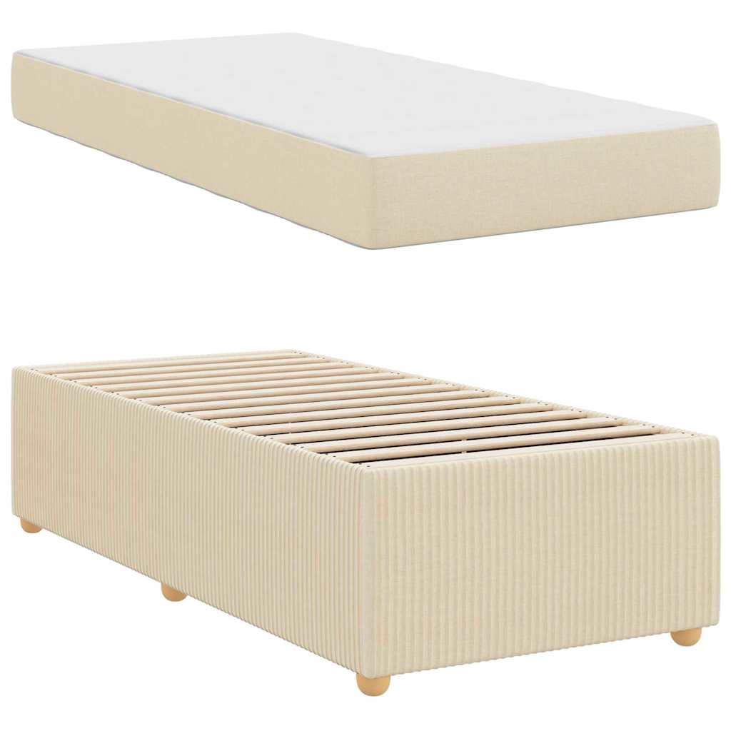 Bedframe met matras Crème 80 x 200 cm Stof is nu te koop bij PeponiXL, paradijselijk wonen!