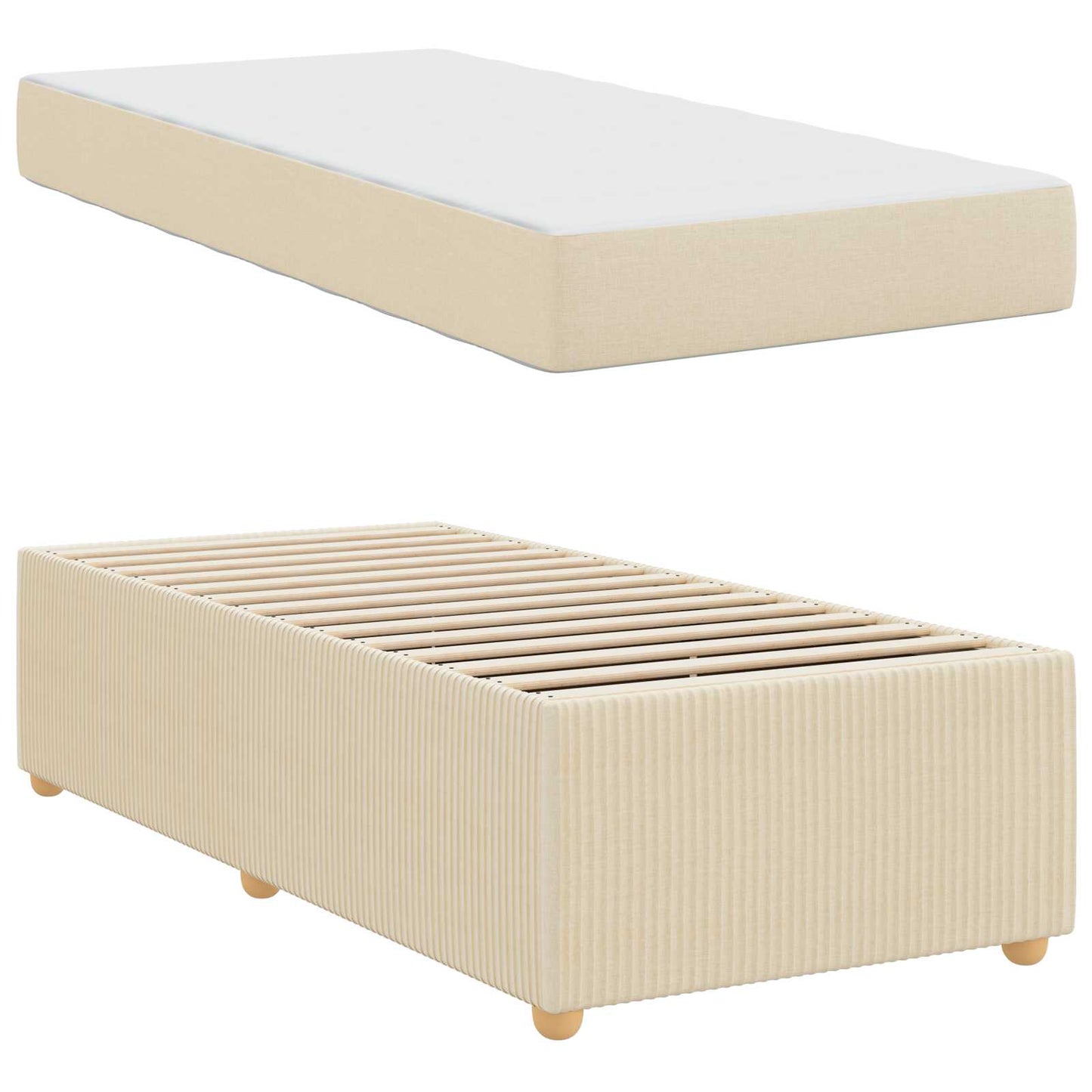 Bedframe met matras Crème 80 x 200 cm Stof is nu te koop bij PeponiXL, paradijselijk wonen!