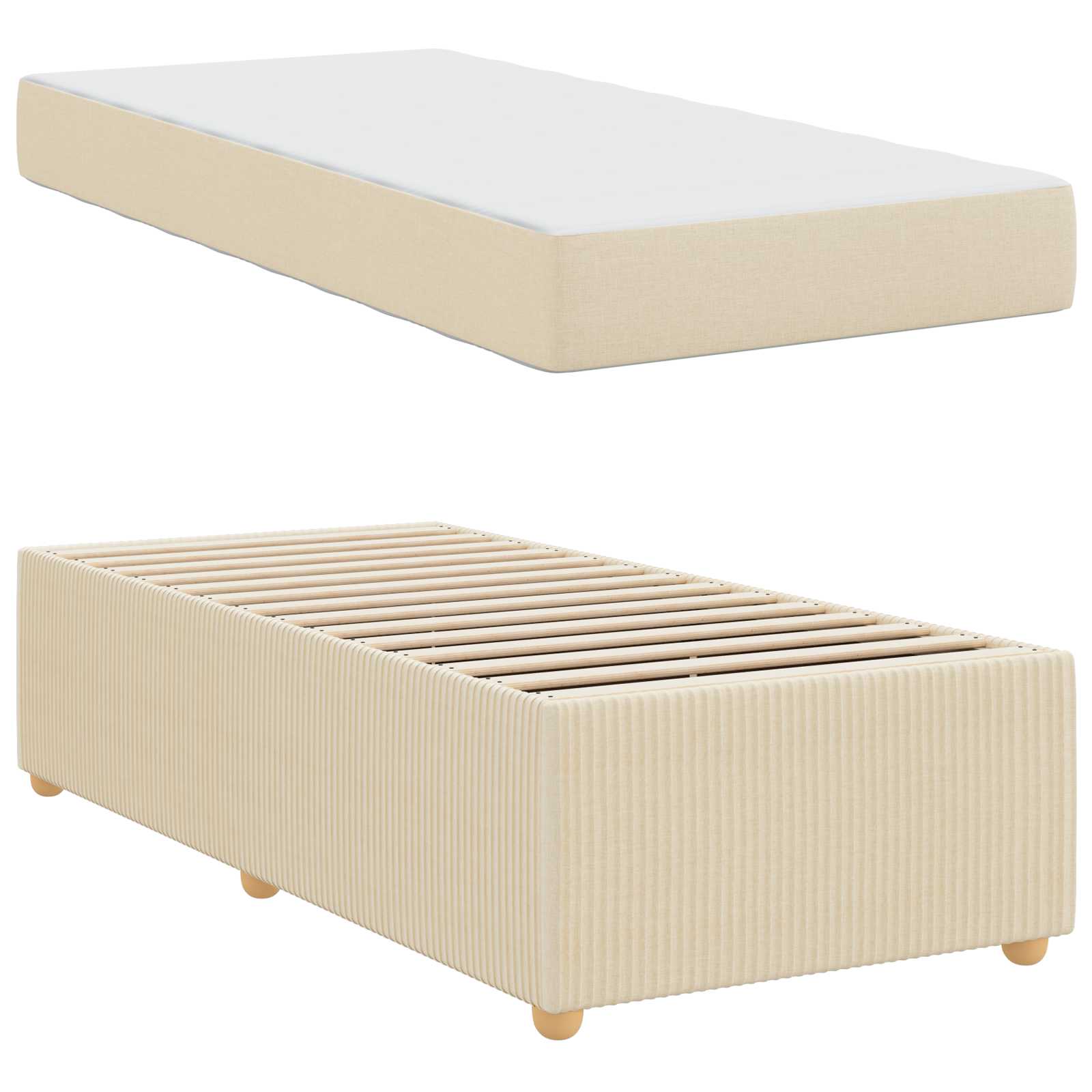 Bedframe met matras Crème 80 x 200 cm Stof is nu te koop bij PeponiXL, paradijselijk wonen!