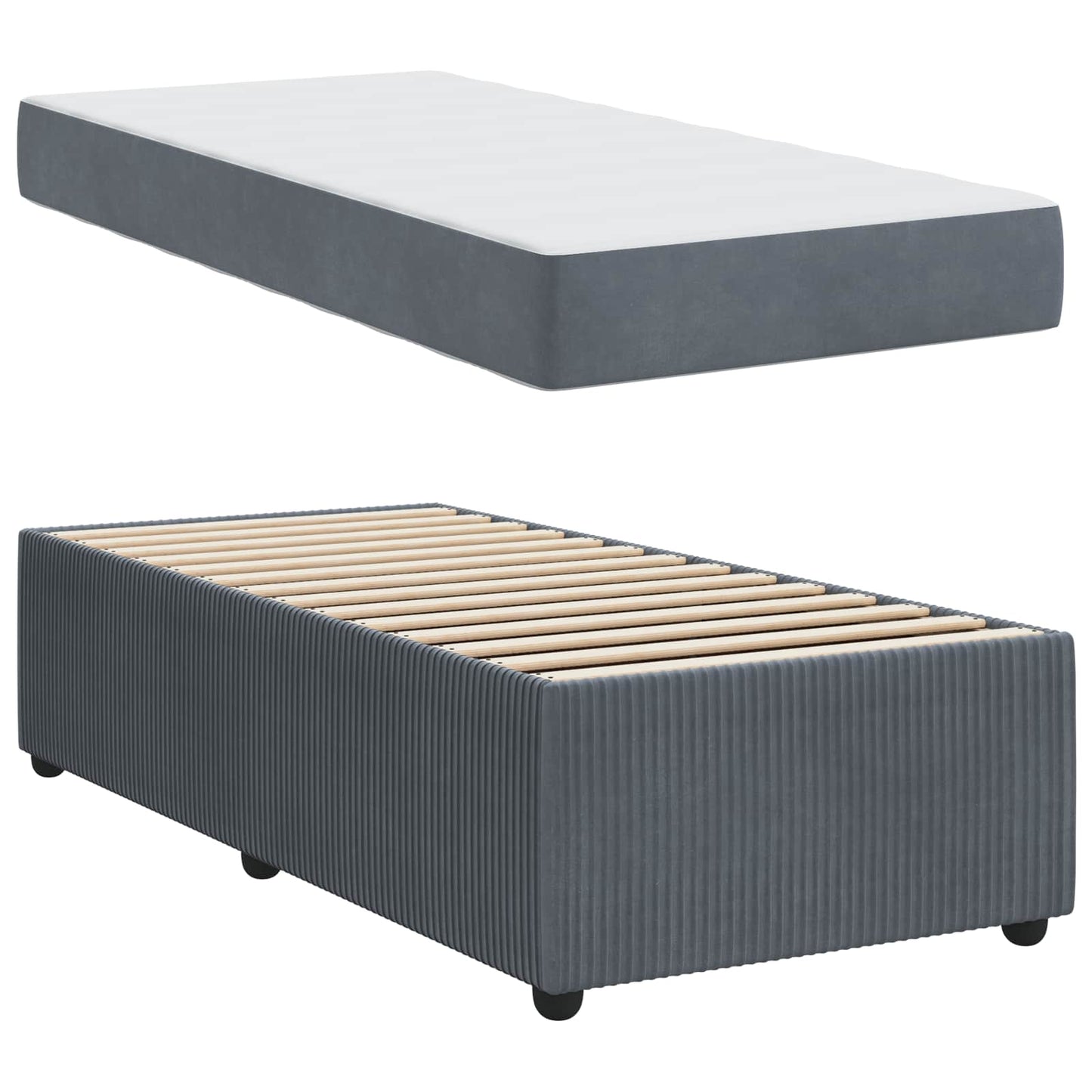 Bedframe met matras Donkergrijs 80 x 200 cm Stof is nu te koop bij PeponiXL, paradijselijk wonen!