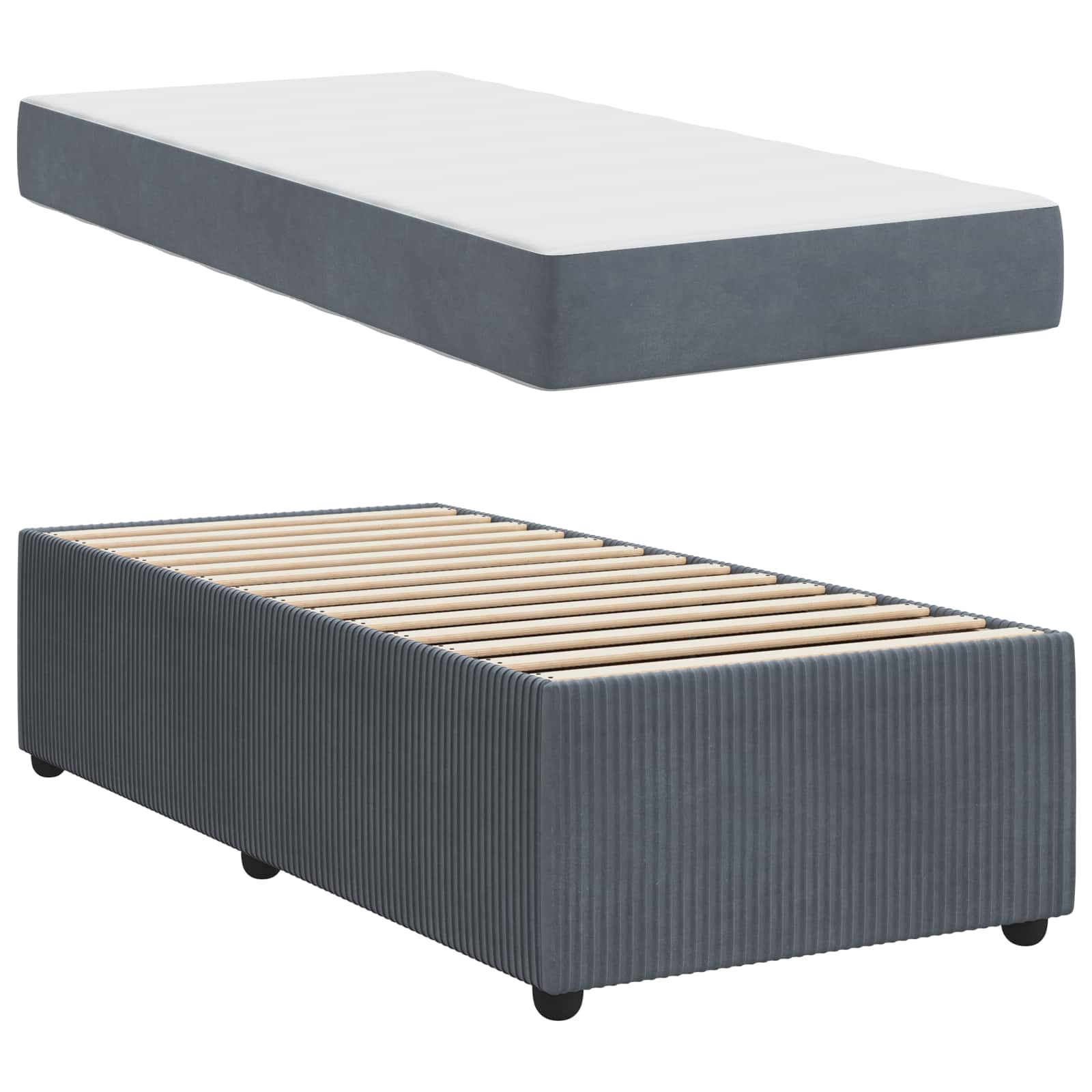 Bedframe met matras Donkergrijs 80 x 200 cm Stof is nu te koop bij PeponiXL, paradijselijk wonen!